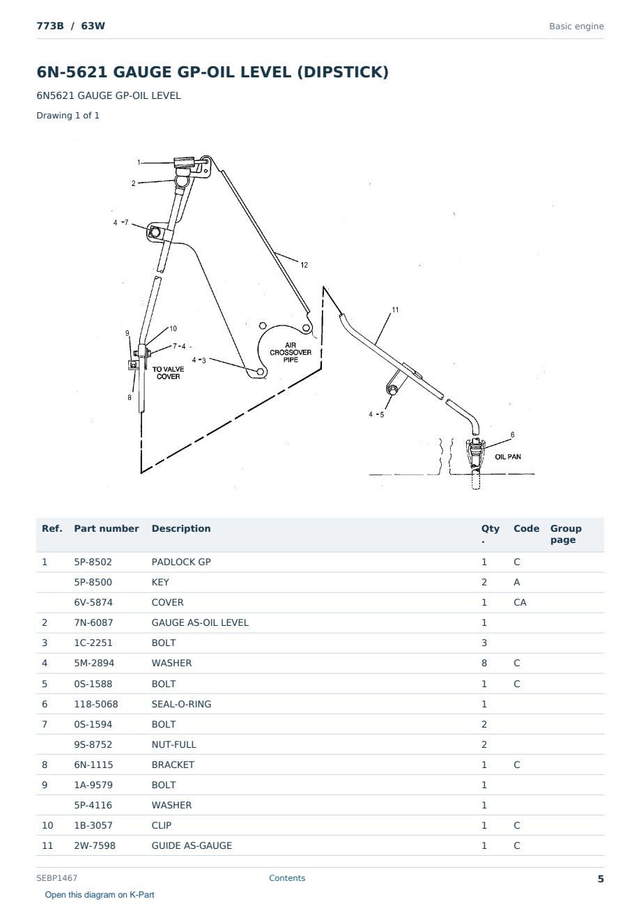 Caterpillar 773B S/N 63W Partsbook SEBP1467 (English) - sample page 5 of 10 Caterpillar 773B S/N 63W Partsbook SEBP1467 (English) - sample page 5 of 10