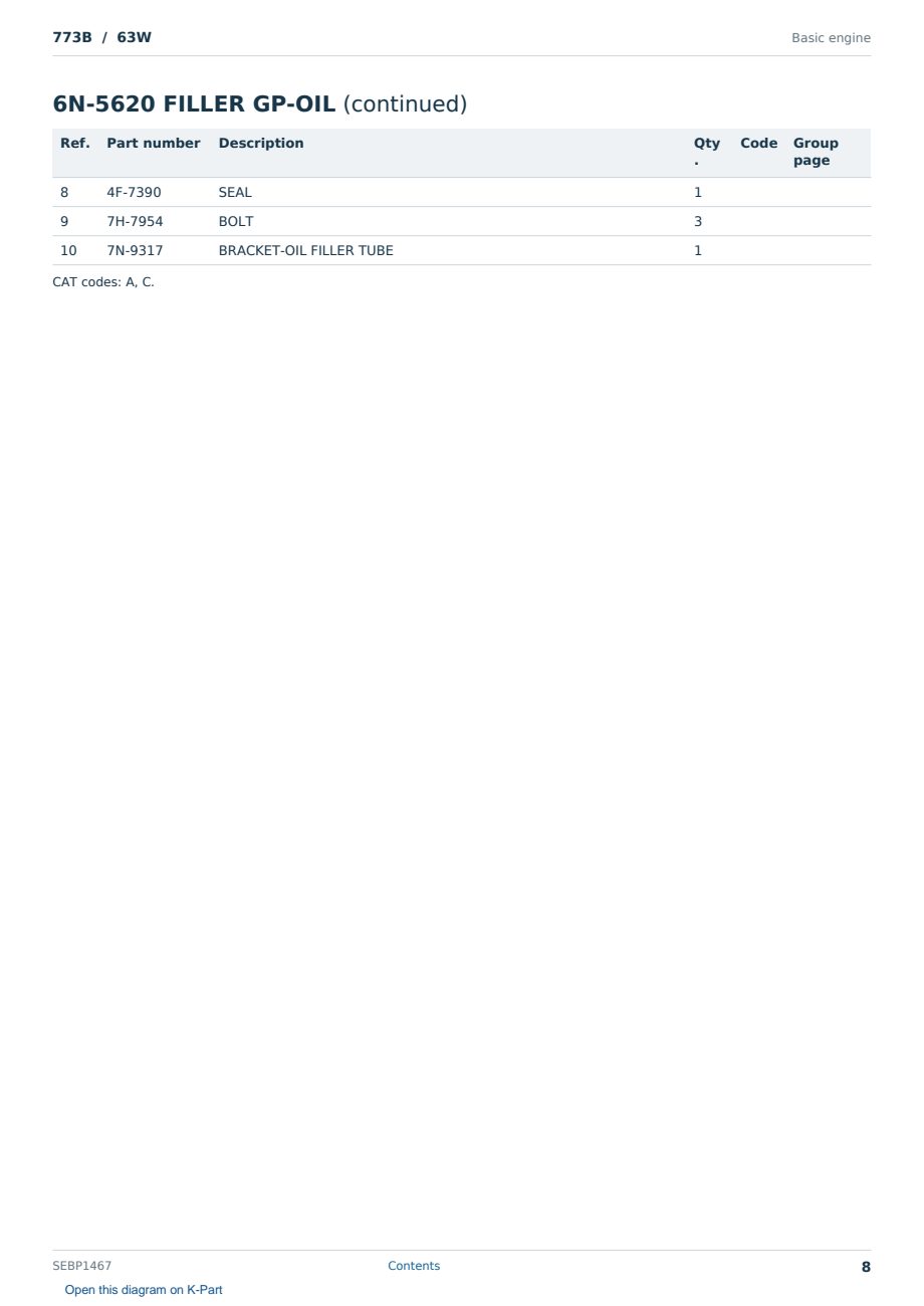Caterpillar 773B S/N 63W Partsbook SEBP1467 (English) - sample page 8 of 10 Caterpillar 773B S/N 63W Partsbook SEBP1467 (English) - sample page 8 of 10