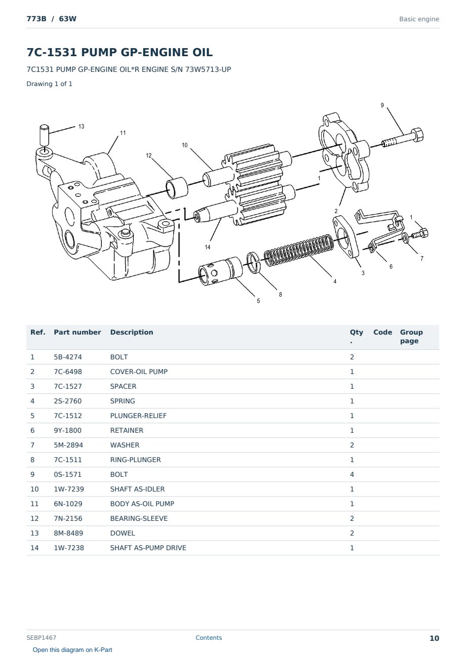 Caterpillar 773B S/N 63W Partsbook SEBP1467 (English) - sample page 10 of 10 Caterpillar 773B S/N 63W Partsbook SEBP1467 (English) - sample page 10 of 10