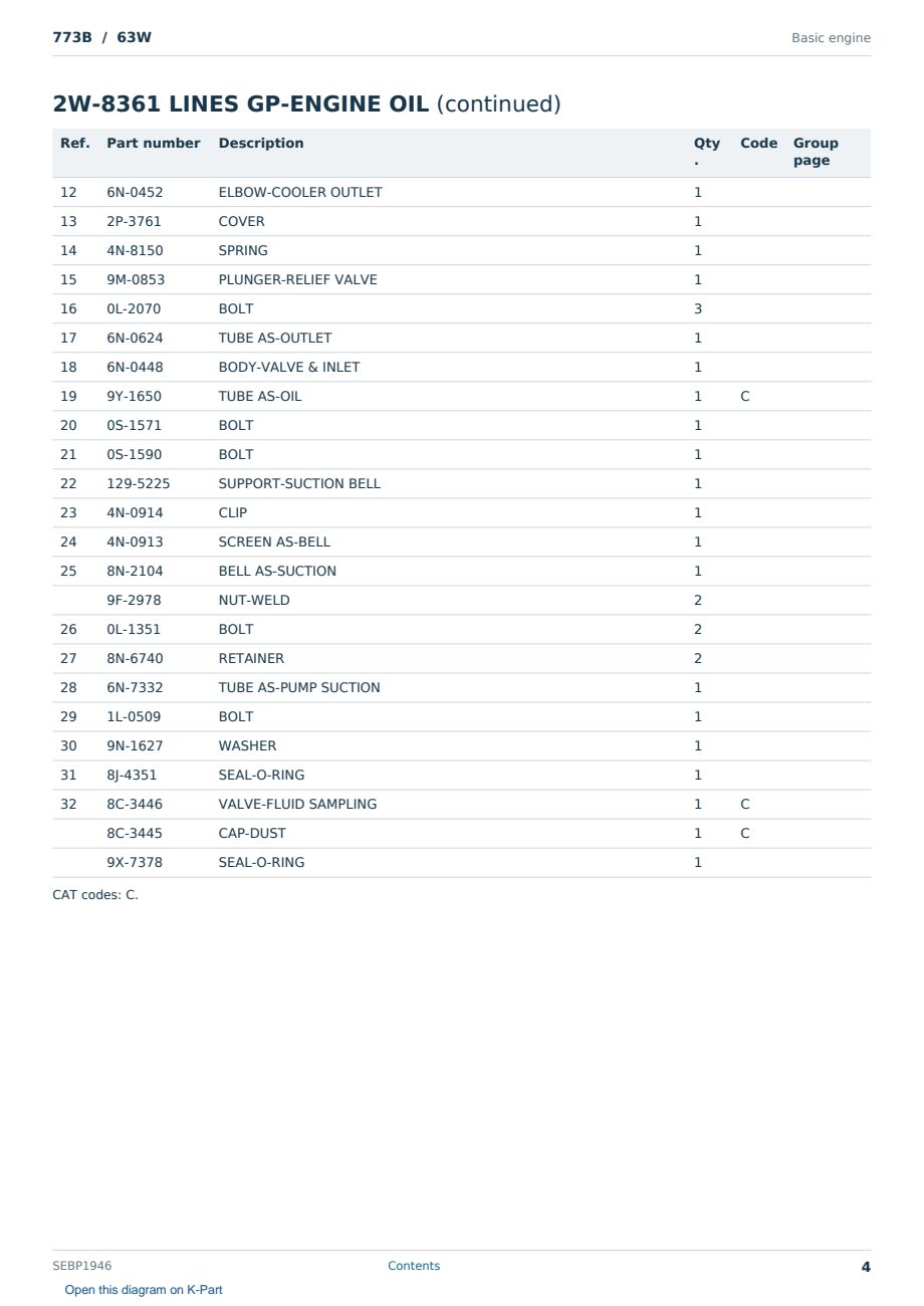 Caterpillar 773B S/N 63W Partsbook SEBP1946 (English) - sample page 4 of 10 Caterpillar 773B S/N 63W Partsbook SEBP1946 (English) - sample page 4 of 10