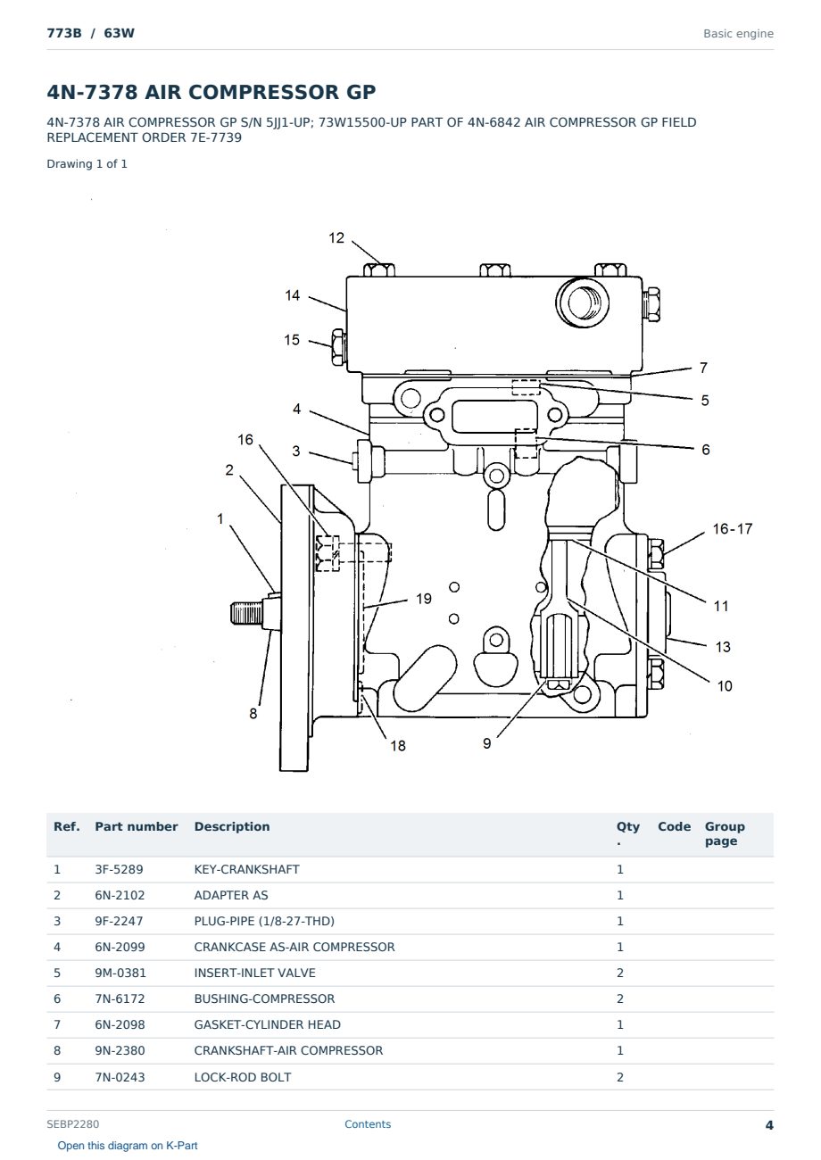 Caterpillar 773B S/N 63W Partsbook SEBP2280 (English) - sample page 4 of 10 Caterpillar 773B S/N 63W Partsbook SEBP2280 (English) - sample page 4 of 10