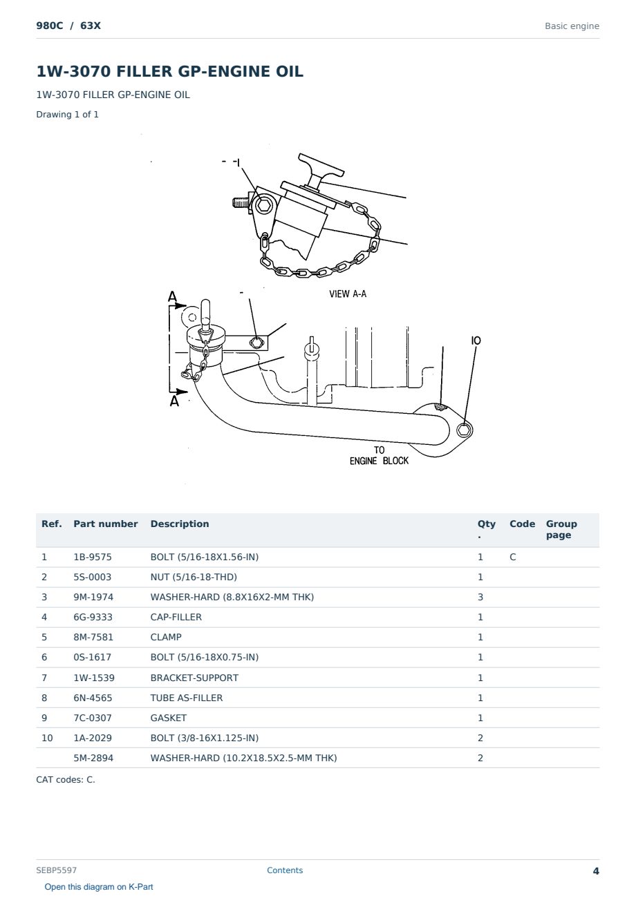 Caterpillar 980C S/N 63X Partsbook SEBP5597 (English) - sample page 4 of 10 Caterpillar 980C S/N 63X Partsbook SEBP5597 (English) - sample page 4 of 10