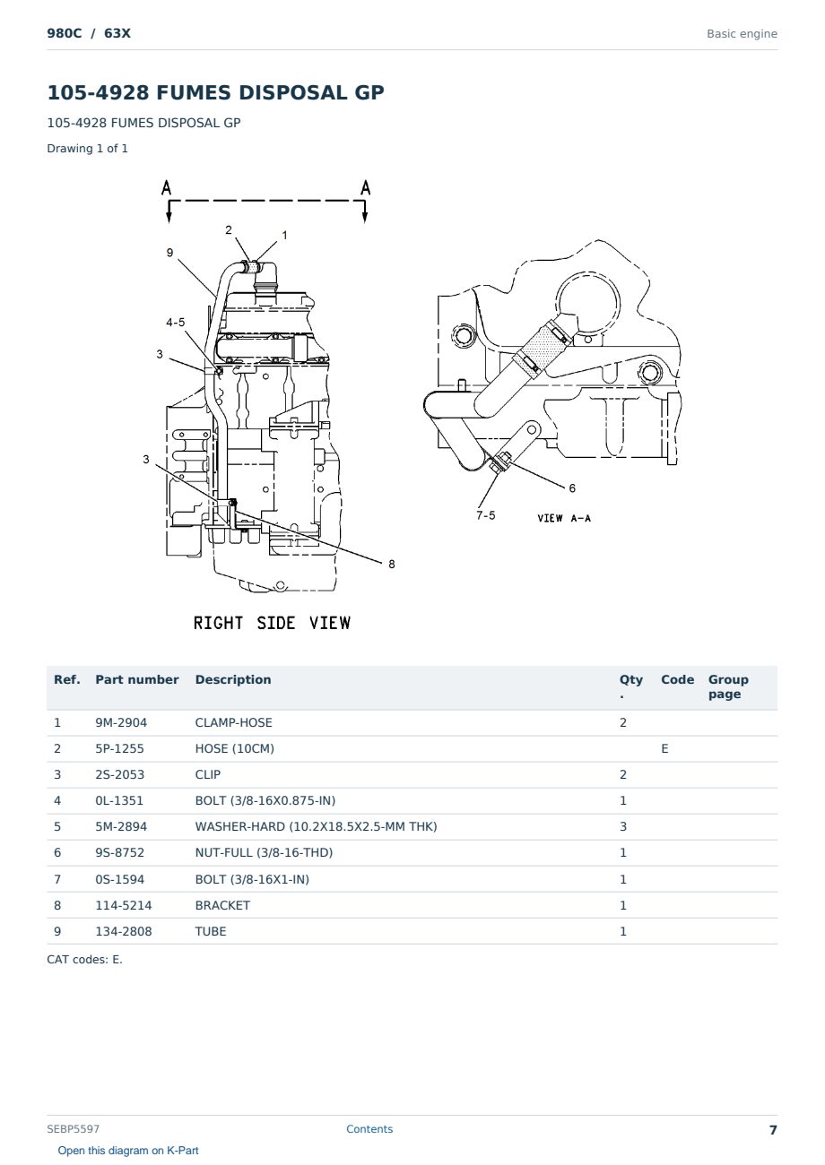 Caterpillar 980C S/N 63X Partsbook SEBP5597 (English) - sample page 7 of 10 Caterpillar 980C S/N 63X Partsbook SEBP5597 (English) - sample page 7 of 10