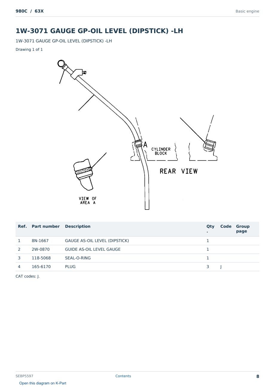 Caterpillar 980C S/N 63X Partsbook SEBP5597 (English) - sample page 8 of 10 Caterpillar 980C S/N 63X Partsbook SEBP5597 (English) - sample page 8 of 10