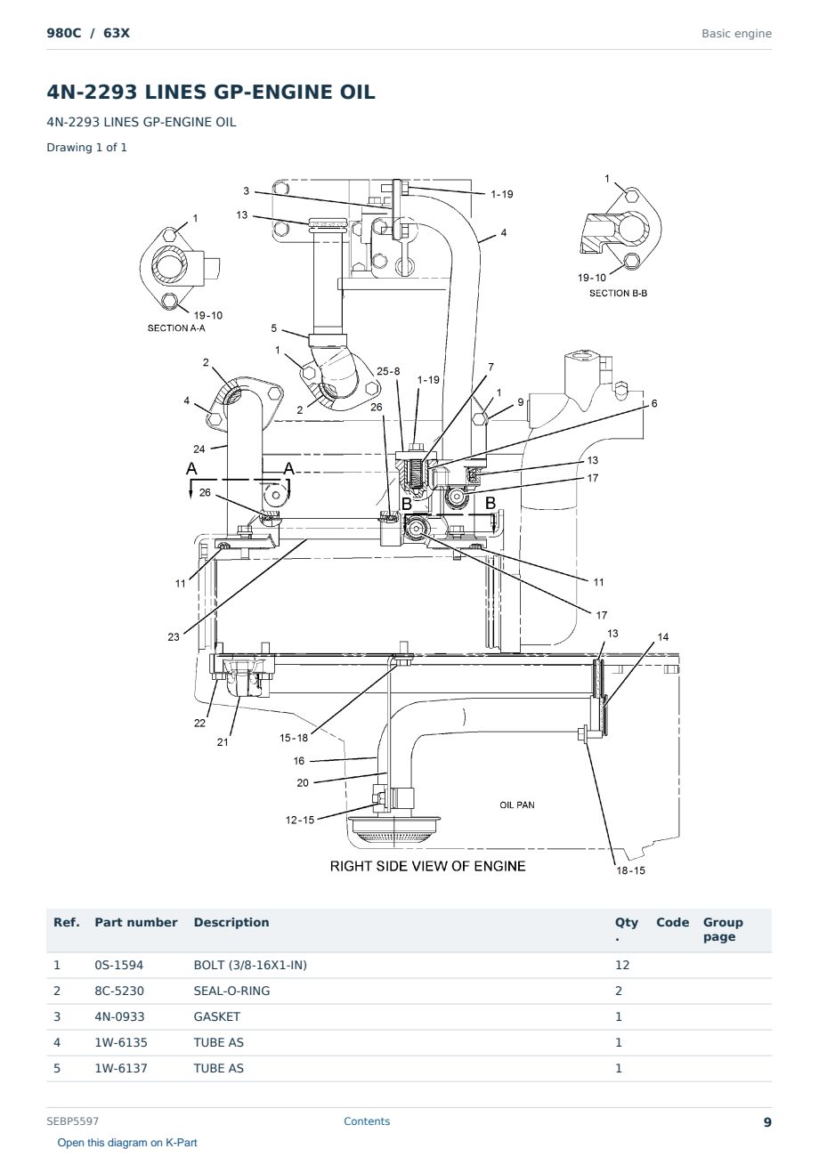 Caterpillar 980C S/N 63X Partsbook SEBP5597 (English) - sample page 9 of 10 Caterpillar 980C S/N 63X Partsbook SEBP5597 (English) - sample page 9 of 10