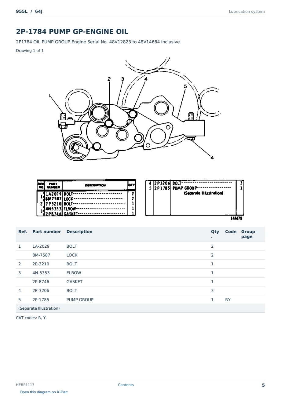 Caterpillar 955L S/N 64J Partsbook HEBP1113 (English) - sample page 5 of 10 Caterpillar 955L S/N 64J Partsbook HEBP1113 (English) - sample page 5 of 10