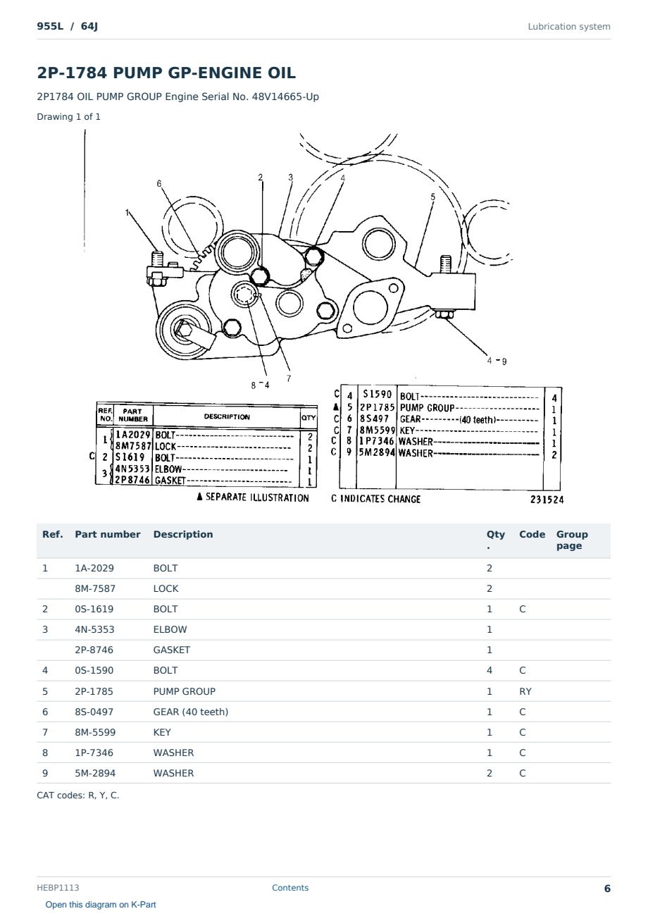 Caterpillar 955L S/N 64J Partsbook HEBP1113 (English) - sample page 6 of 10 Caterpillar 955L S/N 64J Partsbook HEBP1113 (English) - sample page 6 of 10