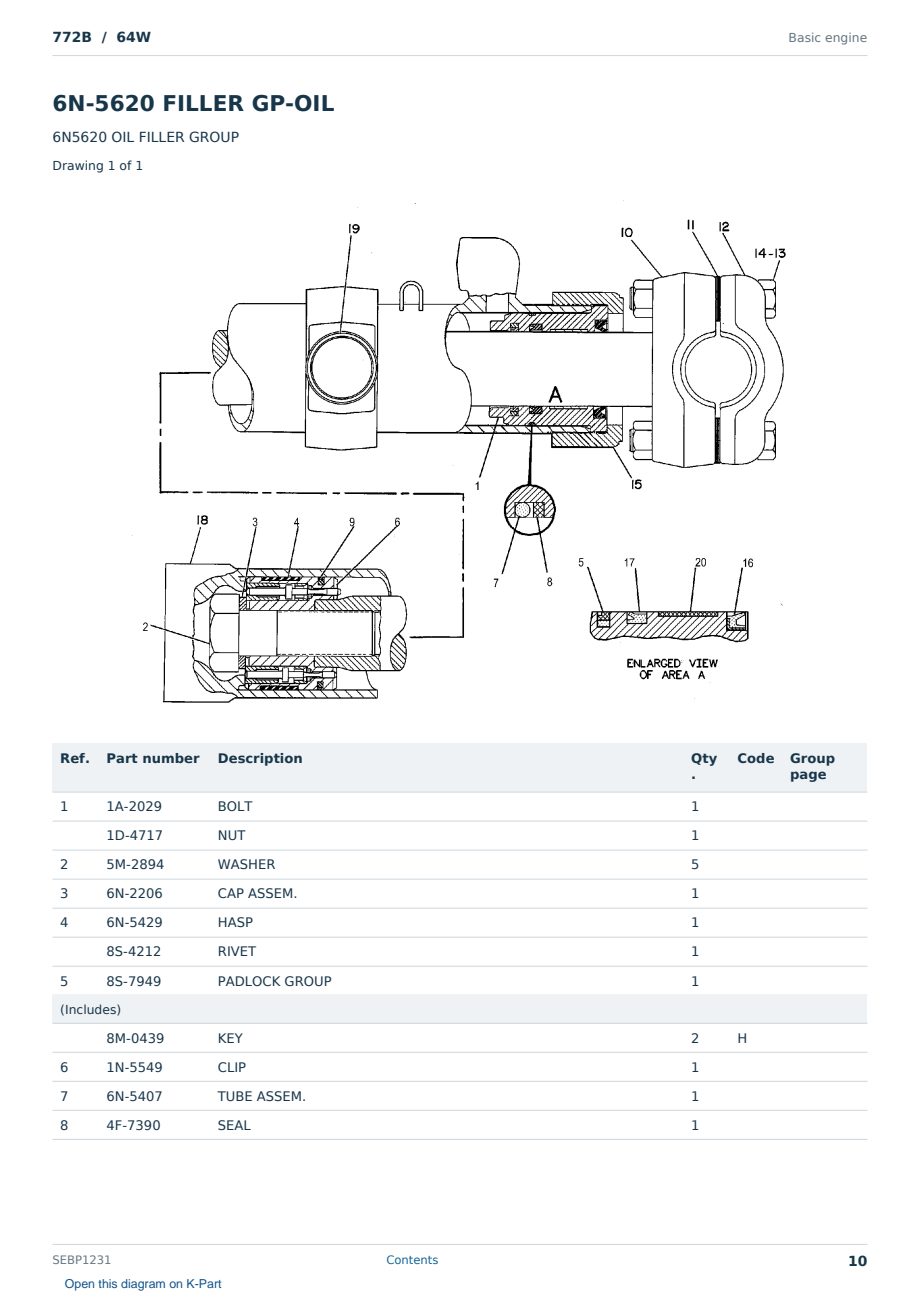 Caterpillar 772B S/N 64W Partsbook SEBP1231 (English) - sample page 10 of 10 Caterpillar 772B S/N 64W Partsbook SEBP1231 (English) - sample page 10 of 10