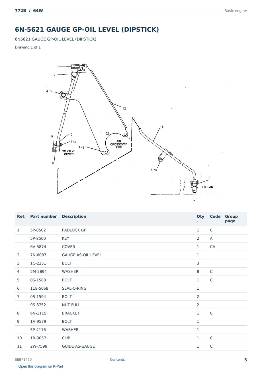 Caterpillar 772B S/N 64W Partsbook SEBP1470 (English) - sample page 5 of 10 Caterpillar 772B S/N 64W Partsbook SEBP1470 (English) - sample page 5 of 10