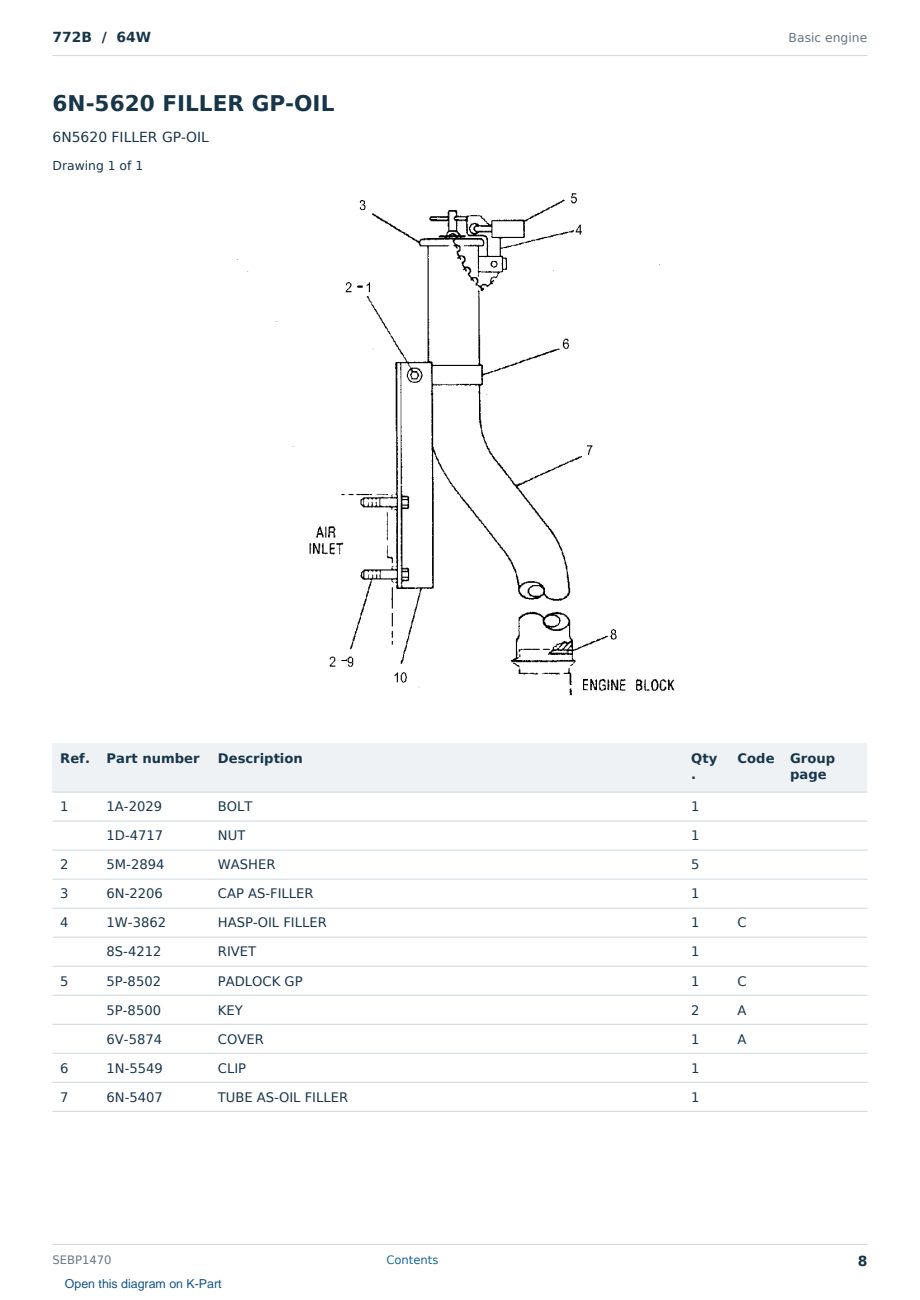 Caterpillar 772B S/N 64W Partsbook SEBP1470 (English) - sample page 8 of 10 Caterpillar 772B S/N 64W Partsbook SEBP1470 (English) - sample page 8 of 10
