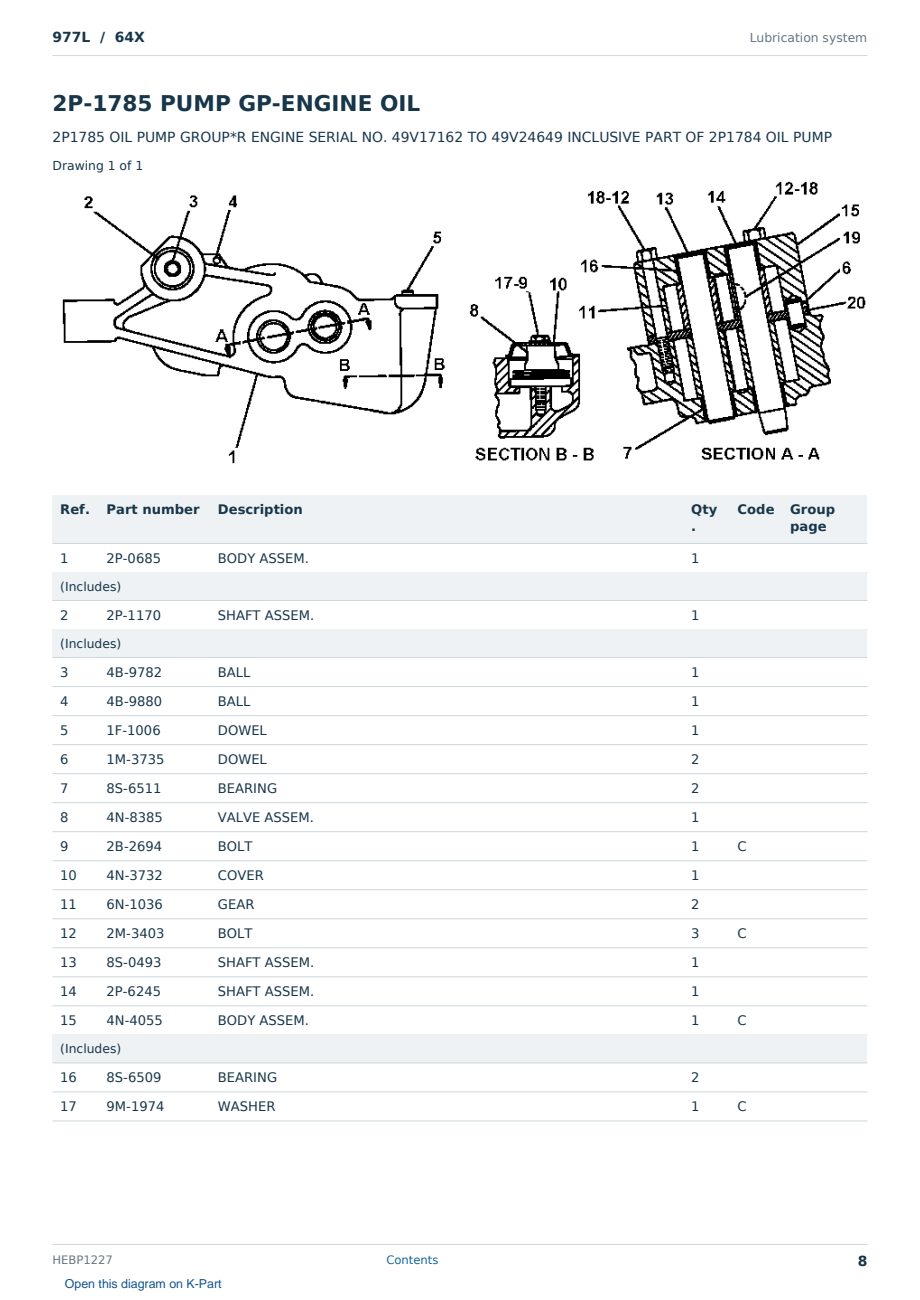 Caterpillar 977L S/N 64X Partsbook HEBP1227 (English) - sample page 8 of 10 Caterpillar 977L S/N 64X Partsbook HEBP1227 (English) - sample page 8 of 10