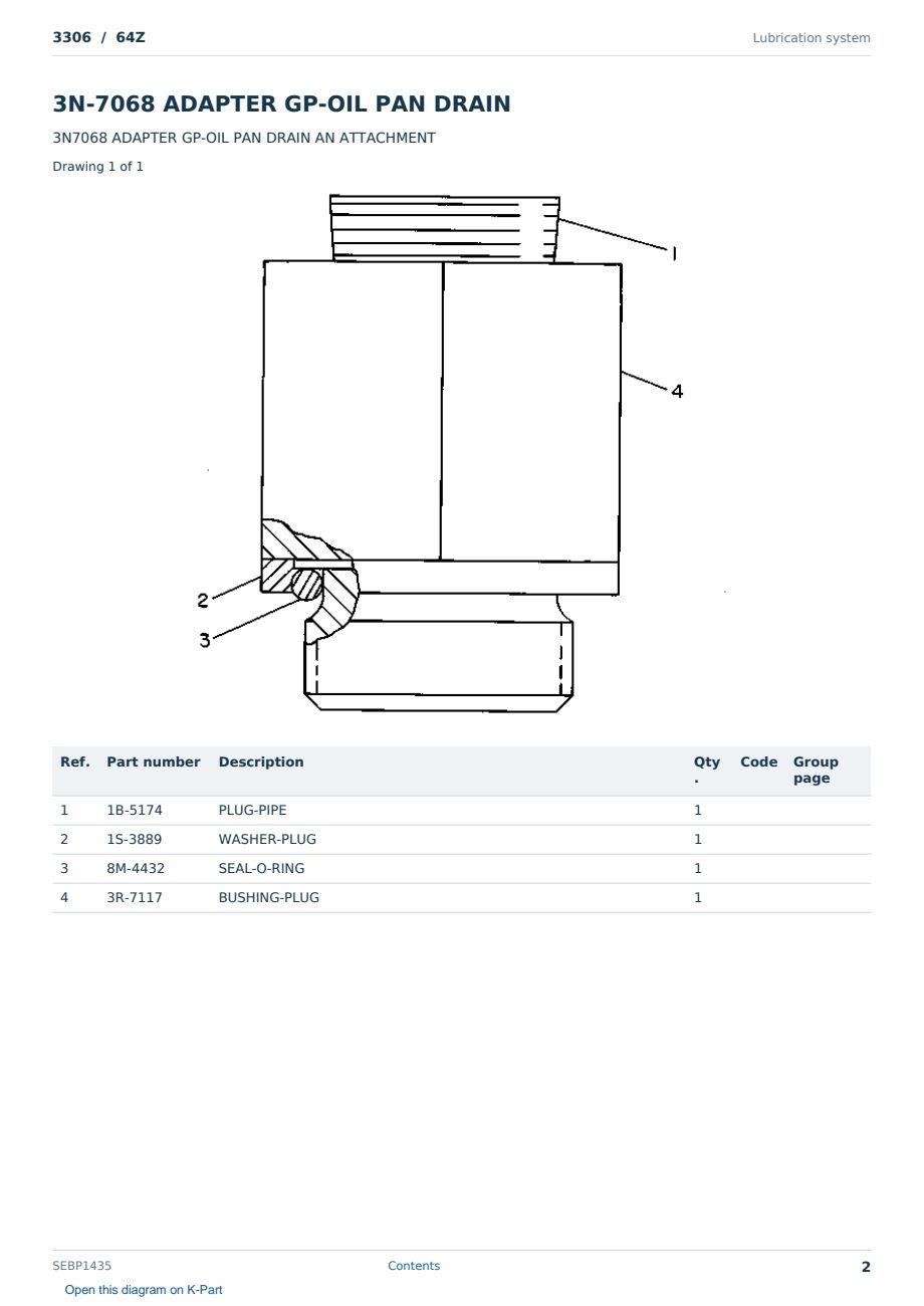 Caterpillar 3306 S/N 64Z Partsbook SEBP1435 (English) - sample page 2 of 10 Caterpillar 3306 S/N 64Z Partsbook SEBP1435 (English) - sample page 2 of 10