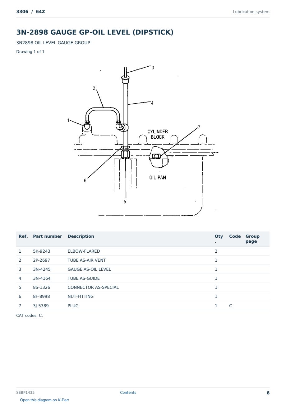 Caterpillar 3306 S/N 64Z Partsbook SEBP1435 (English) - sample page 6 of 10 Caterpillar 3306 S/N 64Z Partsbook SEBP1435 (English) - sample page 6 of 10