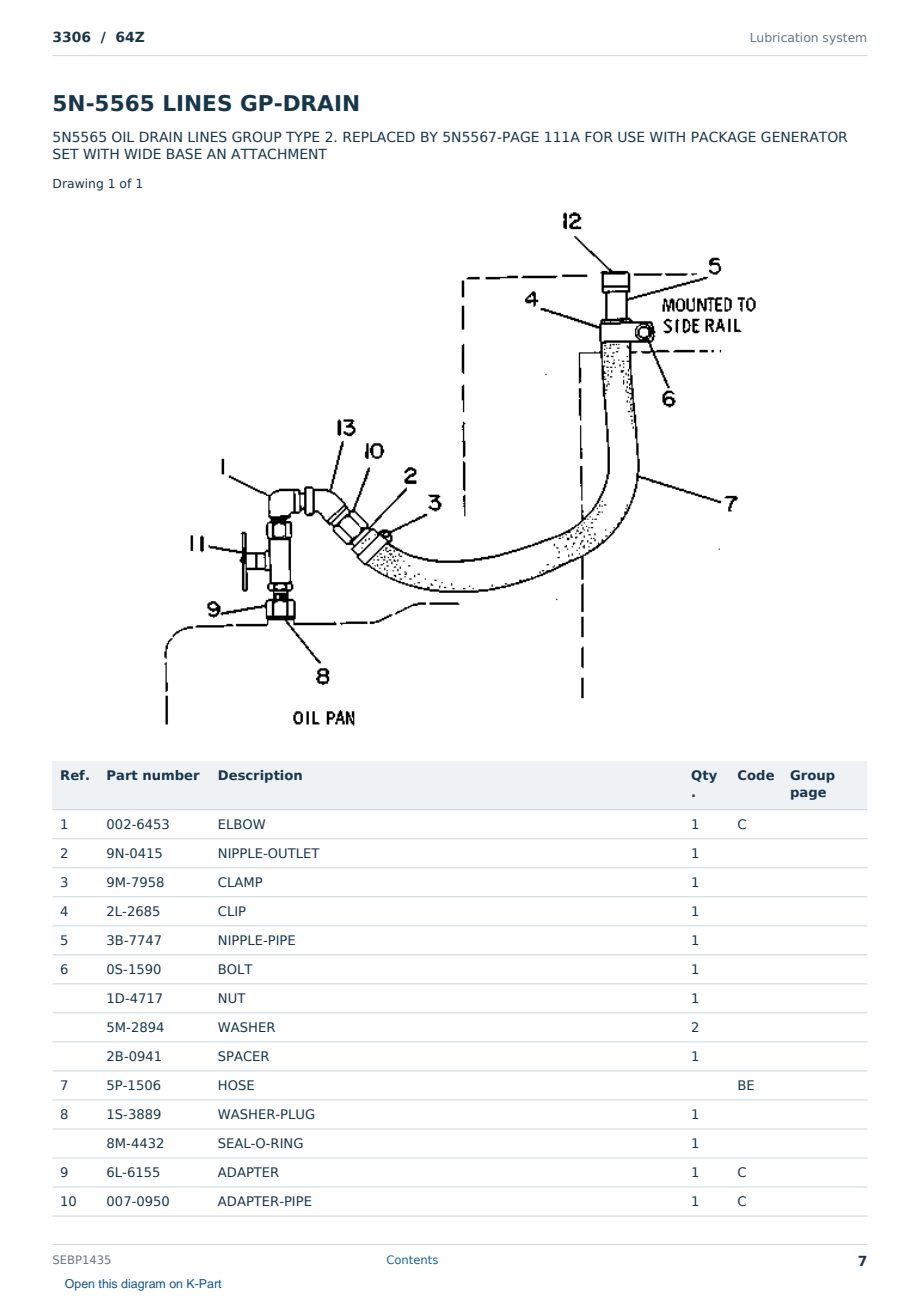Caterpillar 3306 S/N 64Z Partsbook SEBP1435 (English) - sample page 7 of 10 Caterpillar 3306 S/N 64Z Partsbook SEBP1435 (English) - sample page 7 of 10
