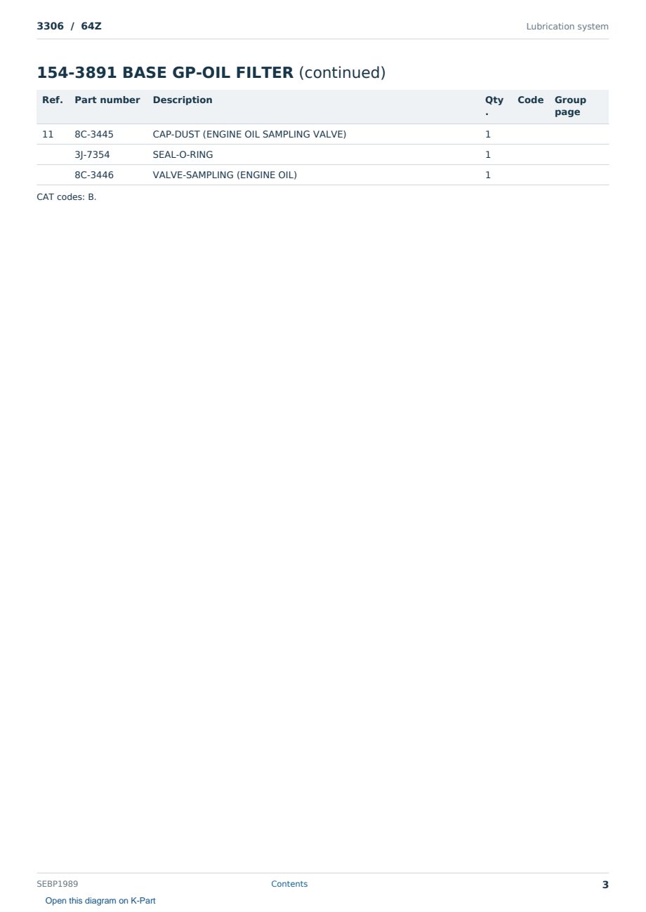 Caterpillar 3306 S/N 64Z Partsbook SEBP1989 (English) - sample page 3 of 10 Caterpillar 3306 S/N 64Z Partsbook SEBP1989 (English) - sample page 3 of 10