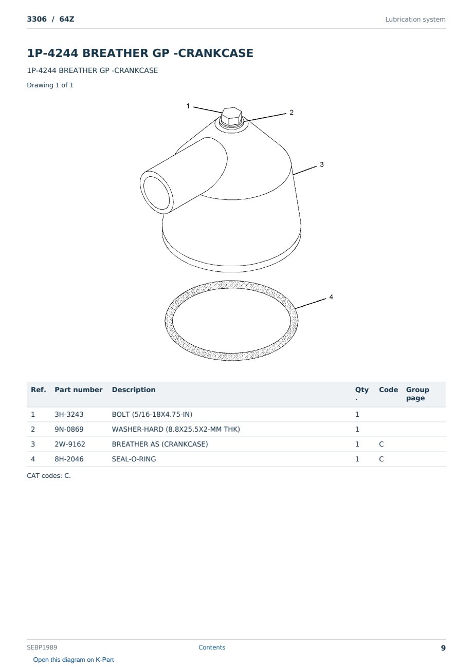 Caterpillar 3306 S/N 64Z Partsbook SEBP1989 (English) - sample page 9 of 10 Caterpillar 3306 S/N 64Z Partsbook SEBP1989 (English) - sample page 9 of 10