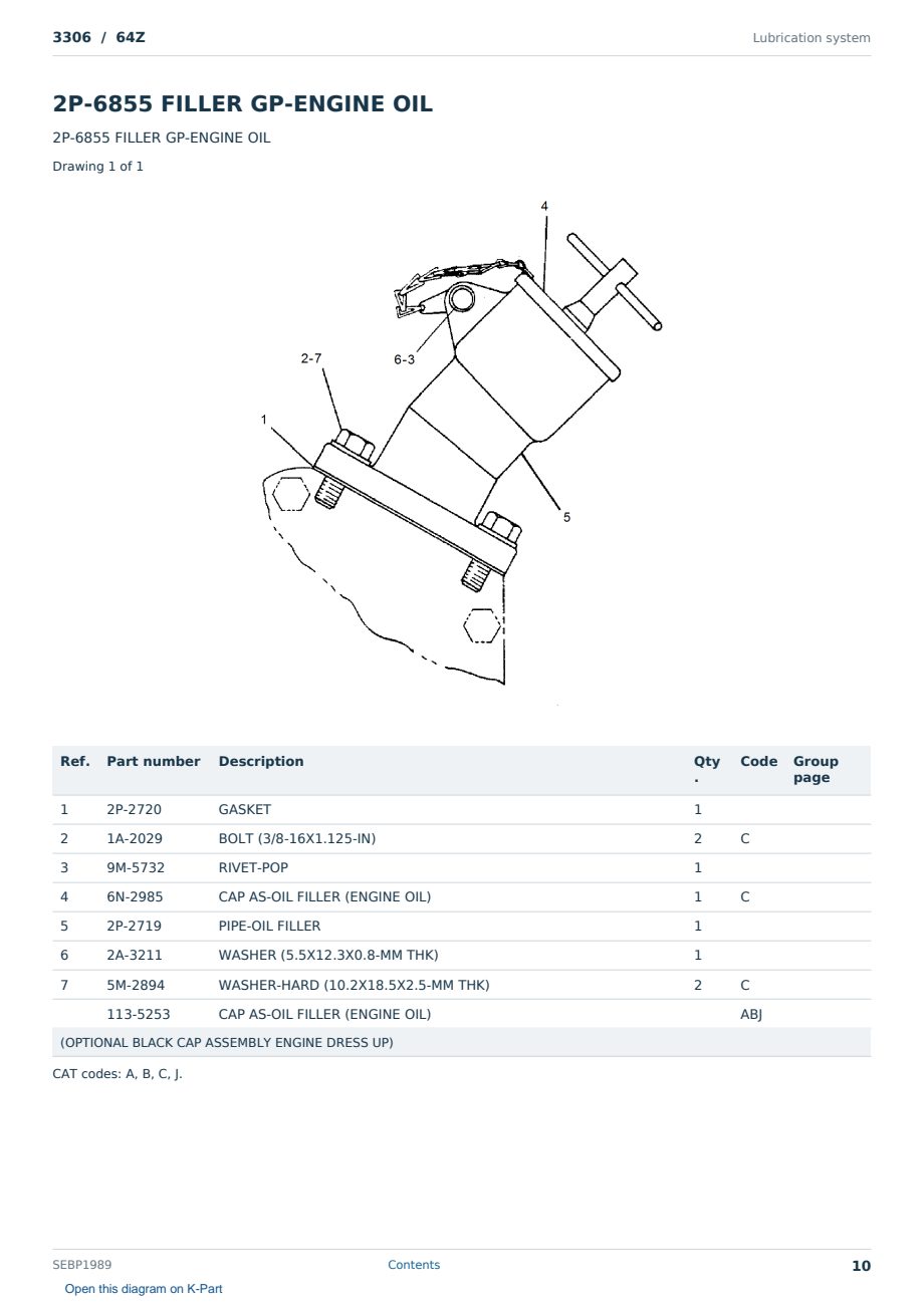 Caterpillar 3306 S/N 64Z Partsbook SEBP1989 (English) - sample page 10 of 10 Caterpillar 3306 S/N 64Z Partsbook SEBP1989 (English) - sample page 10 of 10