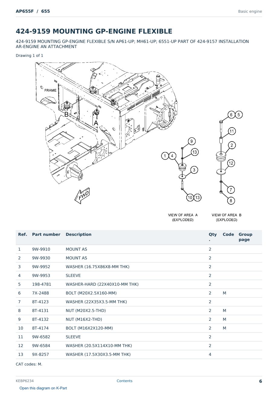Caterpillar AP655F S/N 655 Partsbook KEBP6234 (English) - sample page 6 of 10 Caterpillar AP655F S/N 655 Partsbook KEBP6234 (English) - sample page 6 of 10