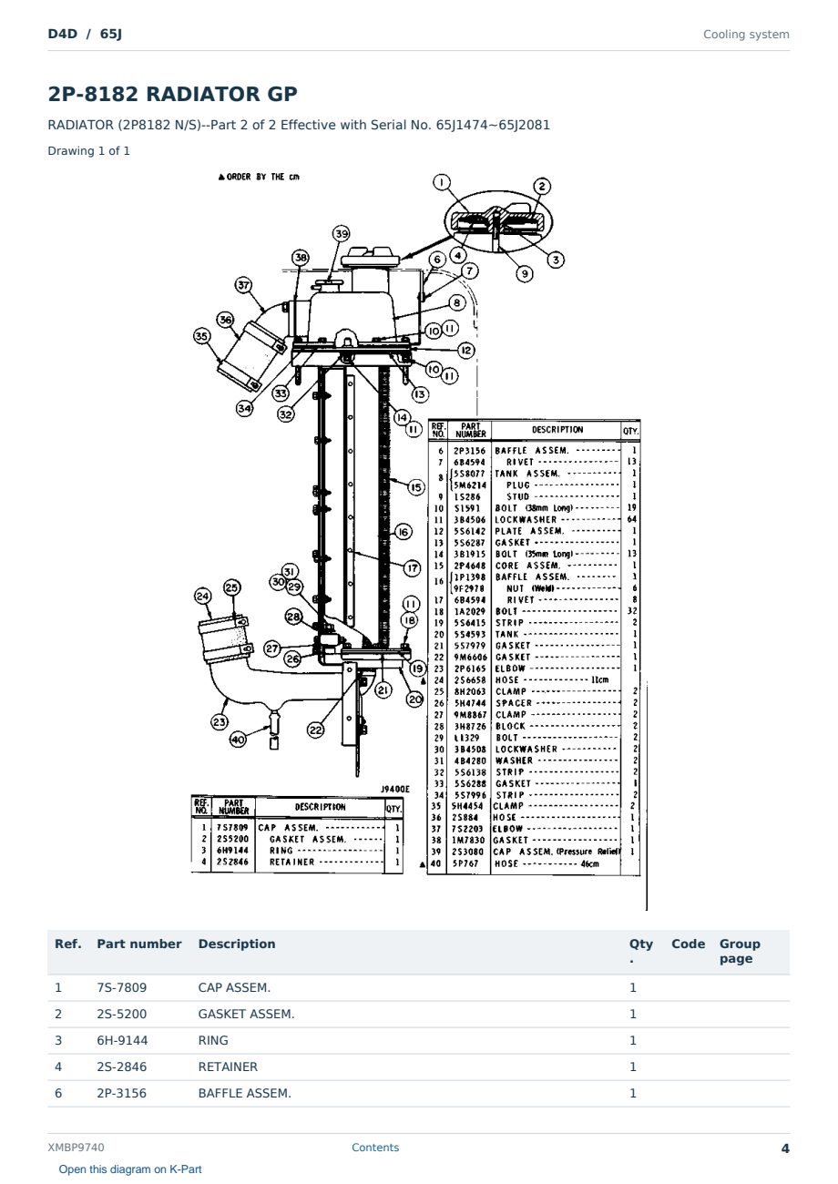 Caterpillar D4D S/N 65J Partsbook XMBP9740 (English) - sample page 4 of 10 Caterpillar D4D S/N 65J Partsbook XMBP9740 (English) - sample page 4 of 10