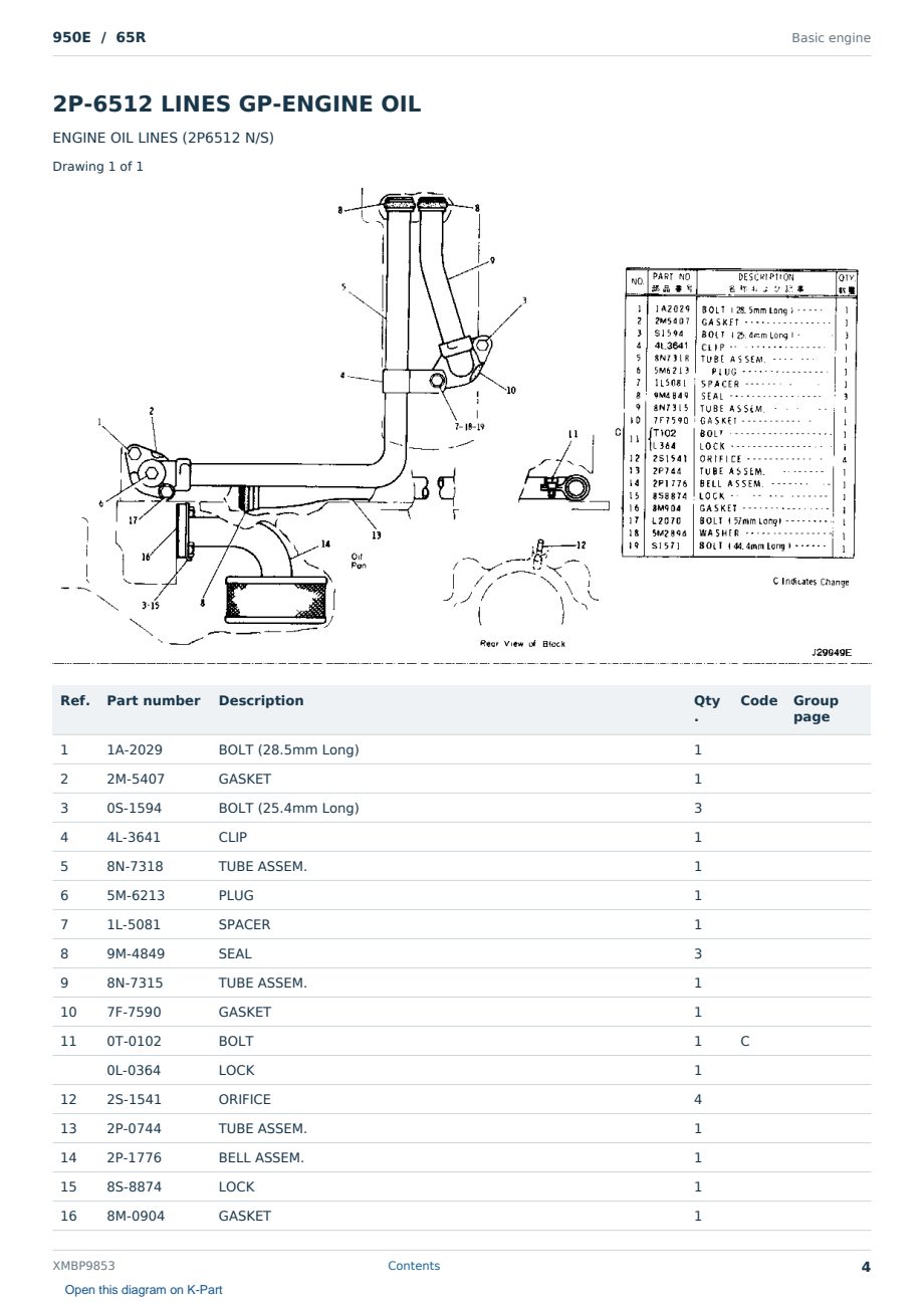 Caterpillar 950E S/N 65R Partsbook XMBP9853 (English) - sample page 4 of 10 Caterpillar 950E S/N 65R Partsbook XMBP9853 (English) - sample page 4 of 10