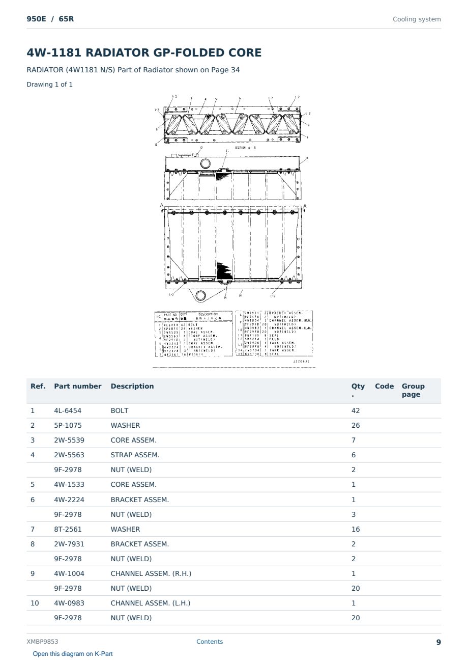 Caterpillar 950E S/N 65R Partsbook XMBP9853 (English) - sample page 9 of 10 Caterpillar 950E S/N 65R Partsbook XMBP9853 (English) - sample page 9 of 10