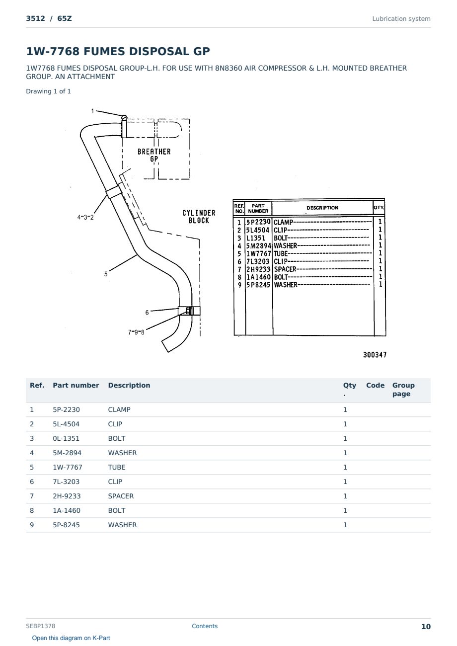Caterpillar 3512 S/N 65Z Partsbook SEBP1378 (English) - sample page 10 of 10 Caterpillar 3512 S/N 65Z Partsbook SEBP1378 (English) - sample page 10 of 10