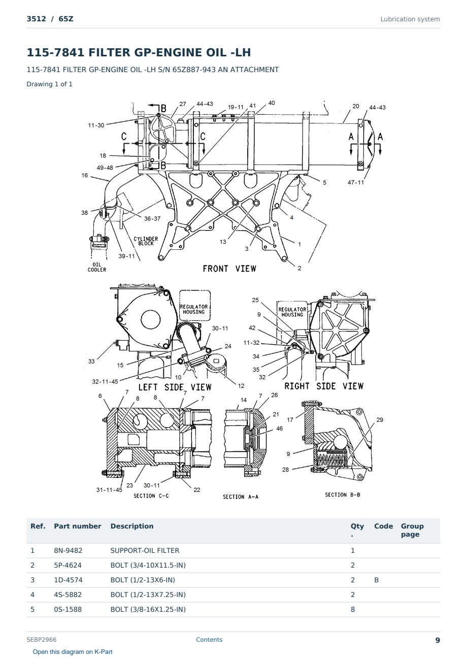 Caterpillar 3512 S/N 65Z Partsbook SEBP2966 (English) - sample page 9 of 10 Caterpillar 3512 S/N 65Z Partsbook SEBP2966 (English) - sample page 9 of 10