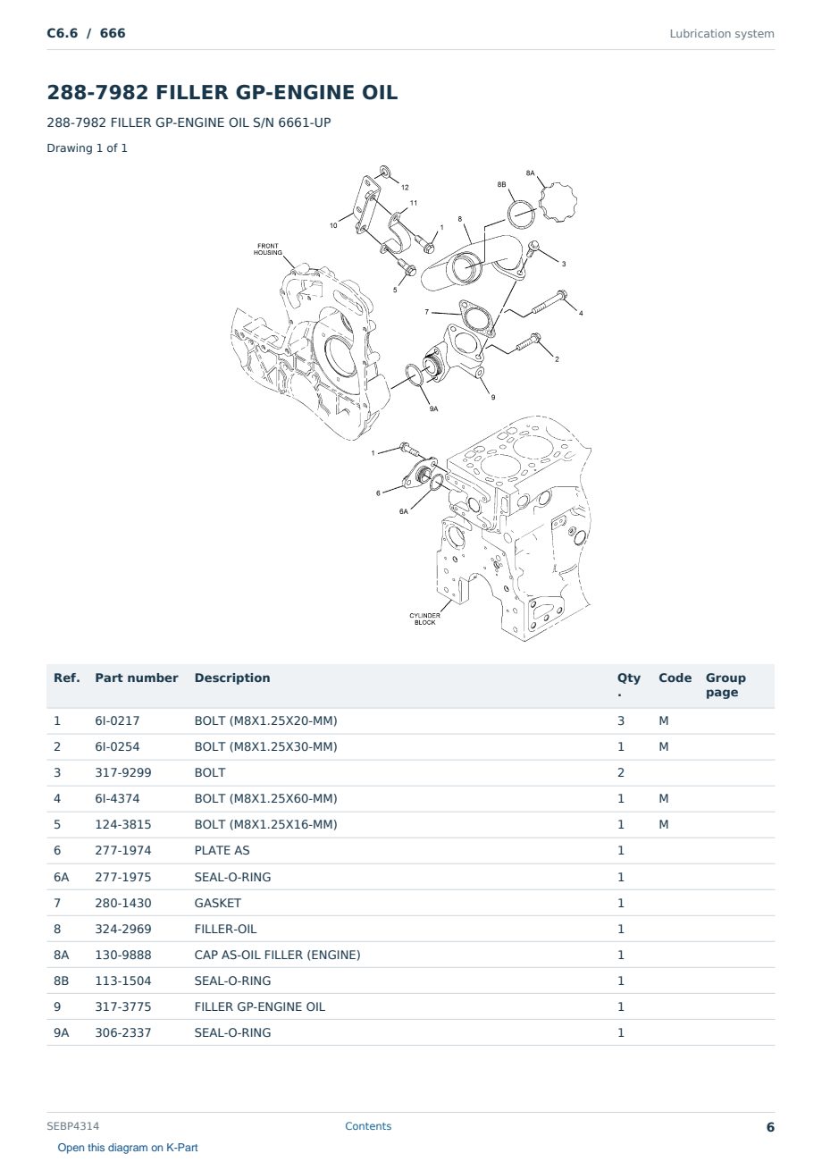Caterpillar C6.6 S/N 666 Partsbook SEBP4314 (English) - sample page 6 of 10 Caterpillar C6.6 S/N 666 Partsbook SEBP4314 (English) - sample page 6 of 10