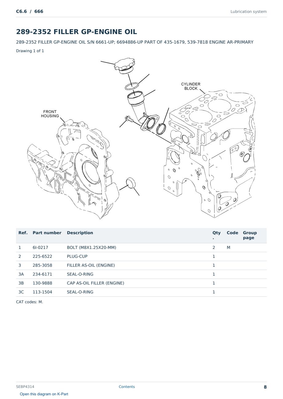 Caterpillar C6.6 S/N 666 Partsbook SEBP4314 (English) - sample page 8 of 10 Caterpillar C6.6 S/N 666 Partsbook SEBP4314 (English) - sample page 8 of 10
