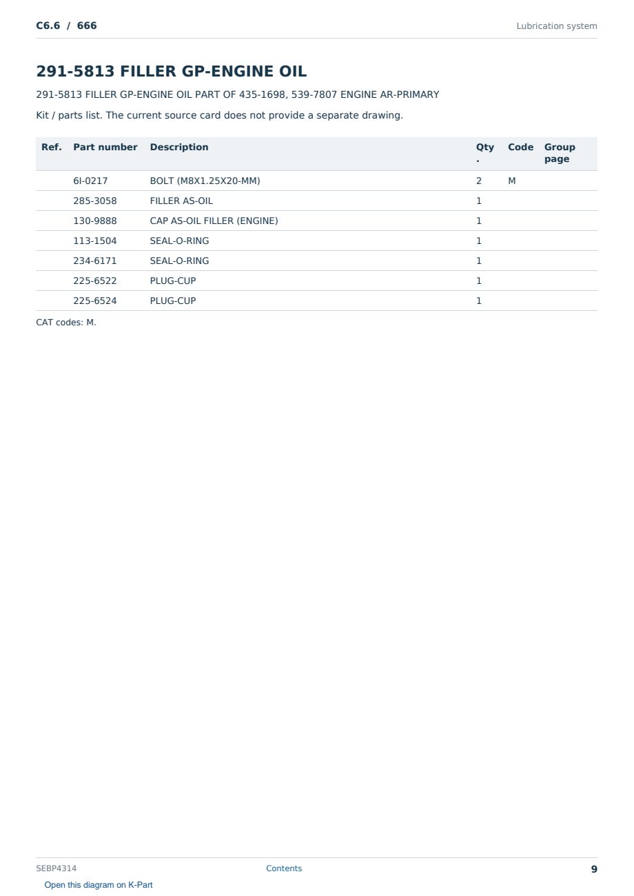 Caterpillar C6.6 S/N 666 Partsbook SEBP4314 (English) - sample page 9 of 10 Caterpillar C6.6 S/N 666 Partsbook SEBP4314 (English) - sample page 9 of 10