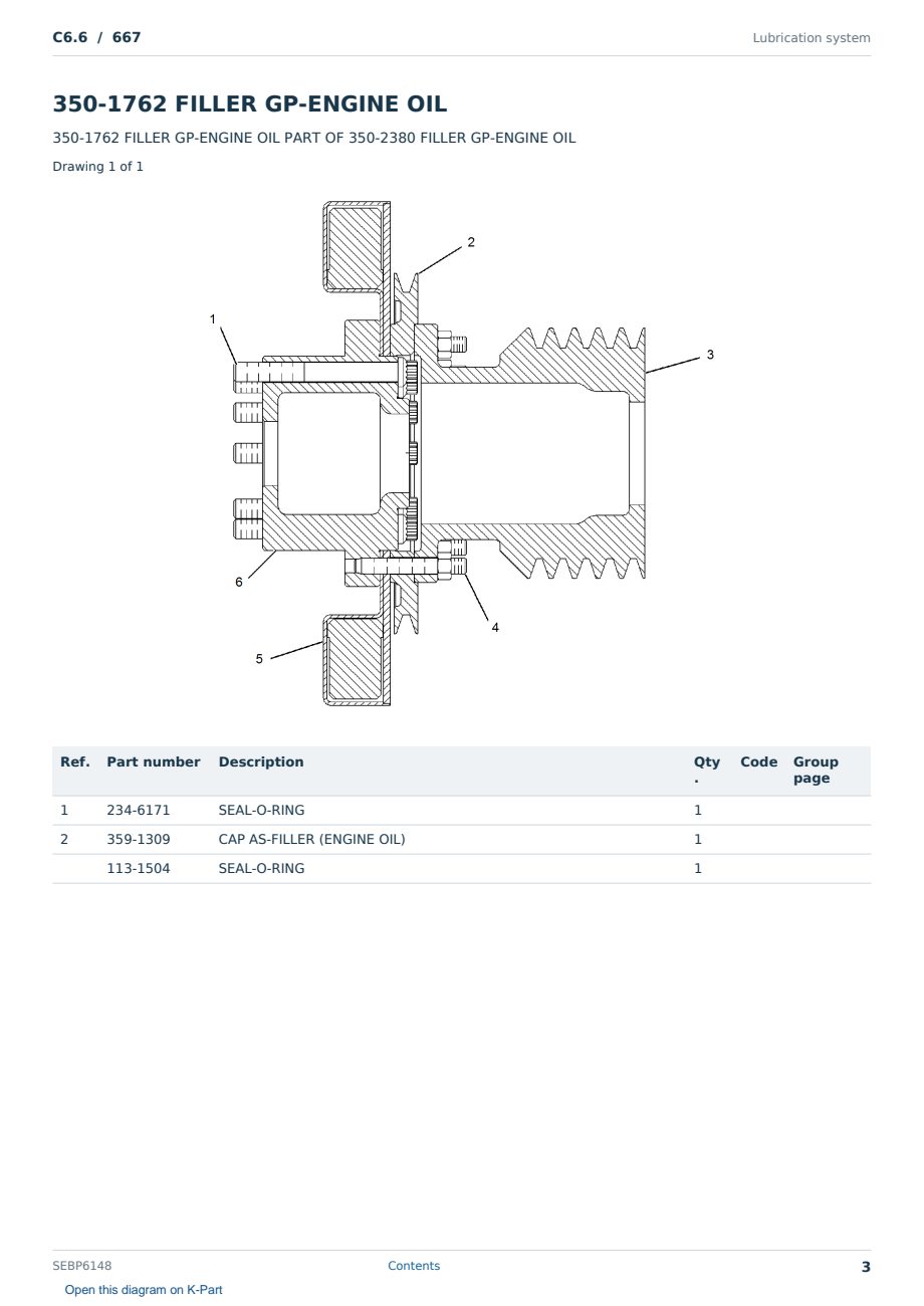 Caterpillar C6.6 S/N 667 Partsbook SEBP6148 (English) - sample page 3 of 10 Caterpillar C6.6 S/N 667 Partsbook SEBP6148 (English) - sample page 3 of 10