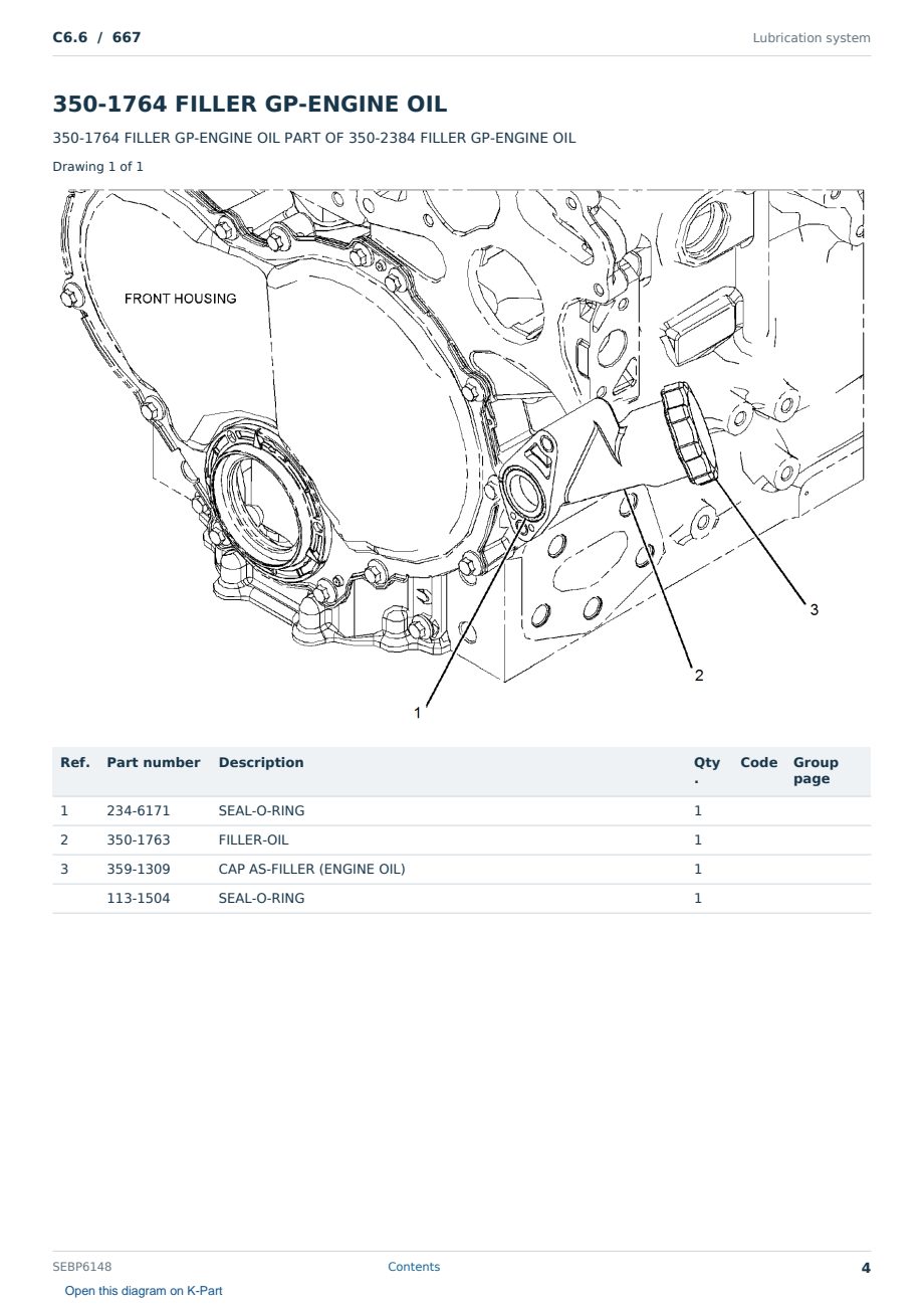 Caterpillar C6.6 S/N 667 Partsbook SEBP6148 (English) - sample page 4 of 10 Caterpillar C6.6 S/N 667 Partsbook SEBP6148 (English) - sample page 4 of 10