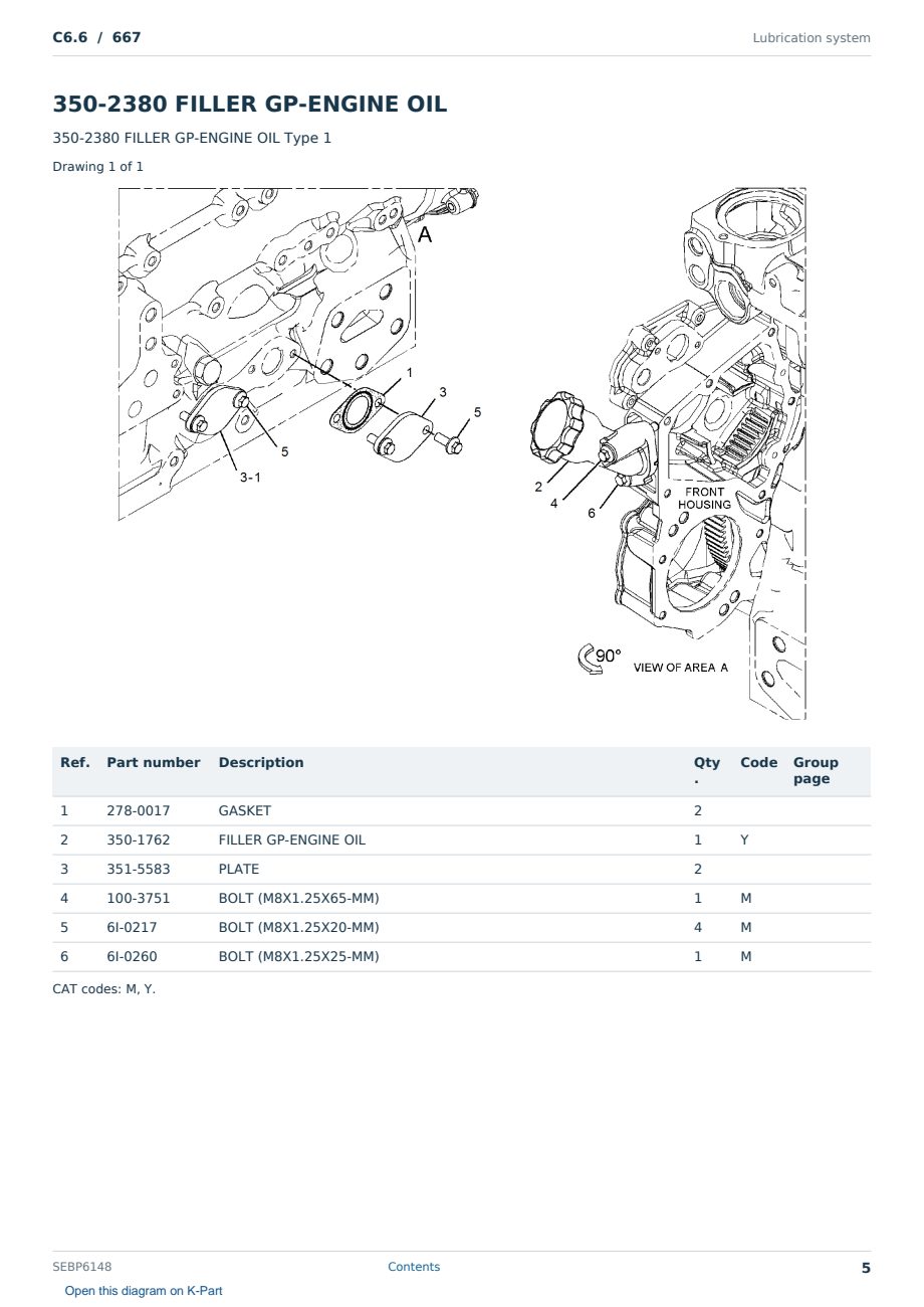Caterpillar C6.6 S/N 667 Partsbook SEBP6148 (English) - sample page 5 of 10 Caterpillar C6.6 S/N 667 Partsbook SEBP6148 (English) - sample page 5 of 10