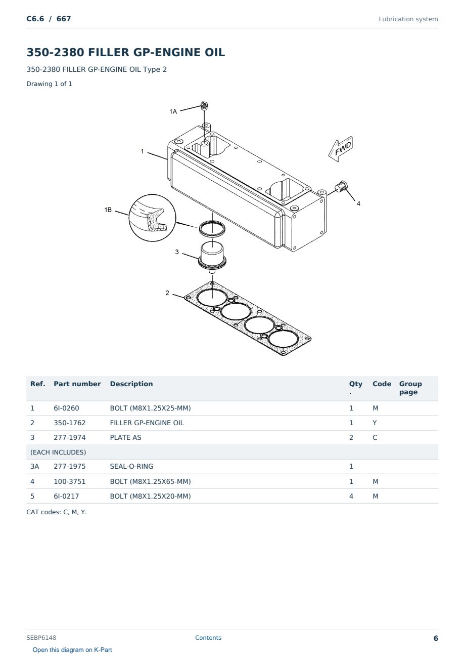 Caterpillar C6.6 S/N 667 Partsbook SEBP6148 (English) - sample page 6 of 10 Caterpillar C6.6 S/N 667 Partsbook SEBP6148 (English) - sample page 6 of 10