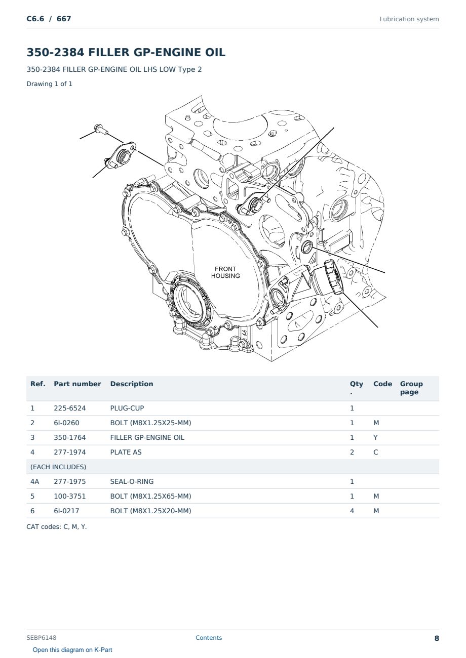 Caterpillar C6.6 S/N 667 Partsbook SEBP6148 (English) - sample page 8 of 10 Caterpillar C6.6 S/N 667 Partsbook SEBP6148 (English) - sample page 8 of 10