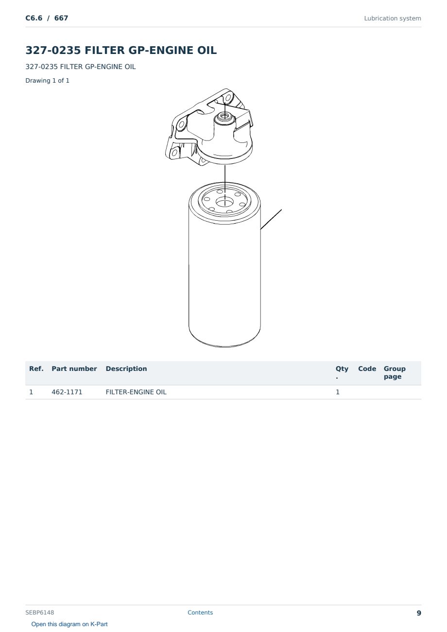 Caterpillar C6.6 S/N 667 Partsbook SEBP6148 (English) - sample page 9 of 10 Caterpillar C6.6 S/N 667 Partsbook SEBP6148 (English) - sample page 9 of 10