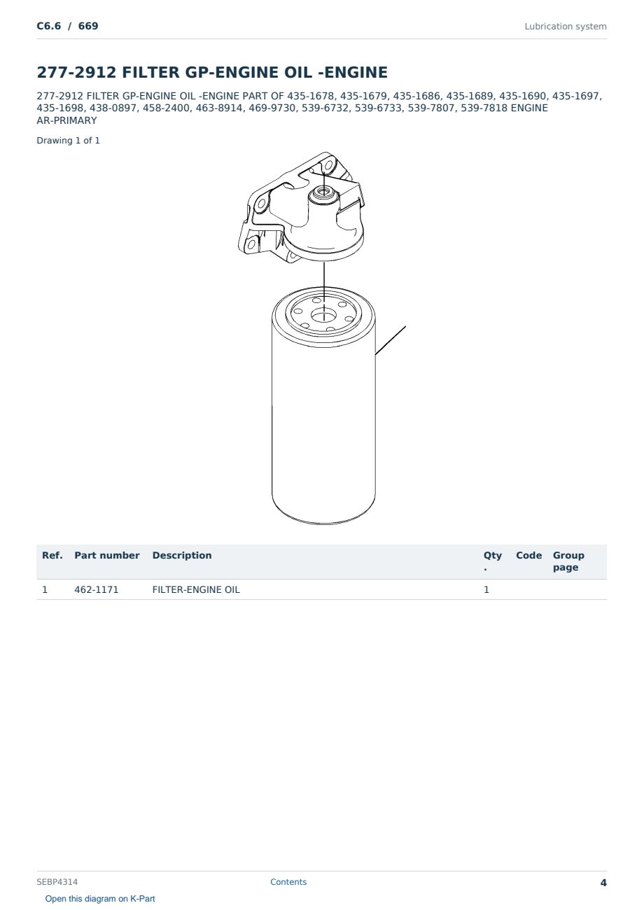 Caterpillar C6.6 S/N 669 Partsbook SEBP4314 (English) - sample page 4 of 10 Caterpillar C6.6 S/N 669 Partsbook SEBP4314 (English) - sample page 4 of 10