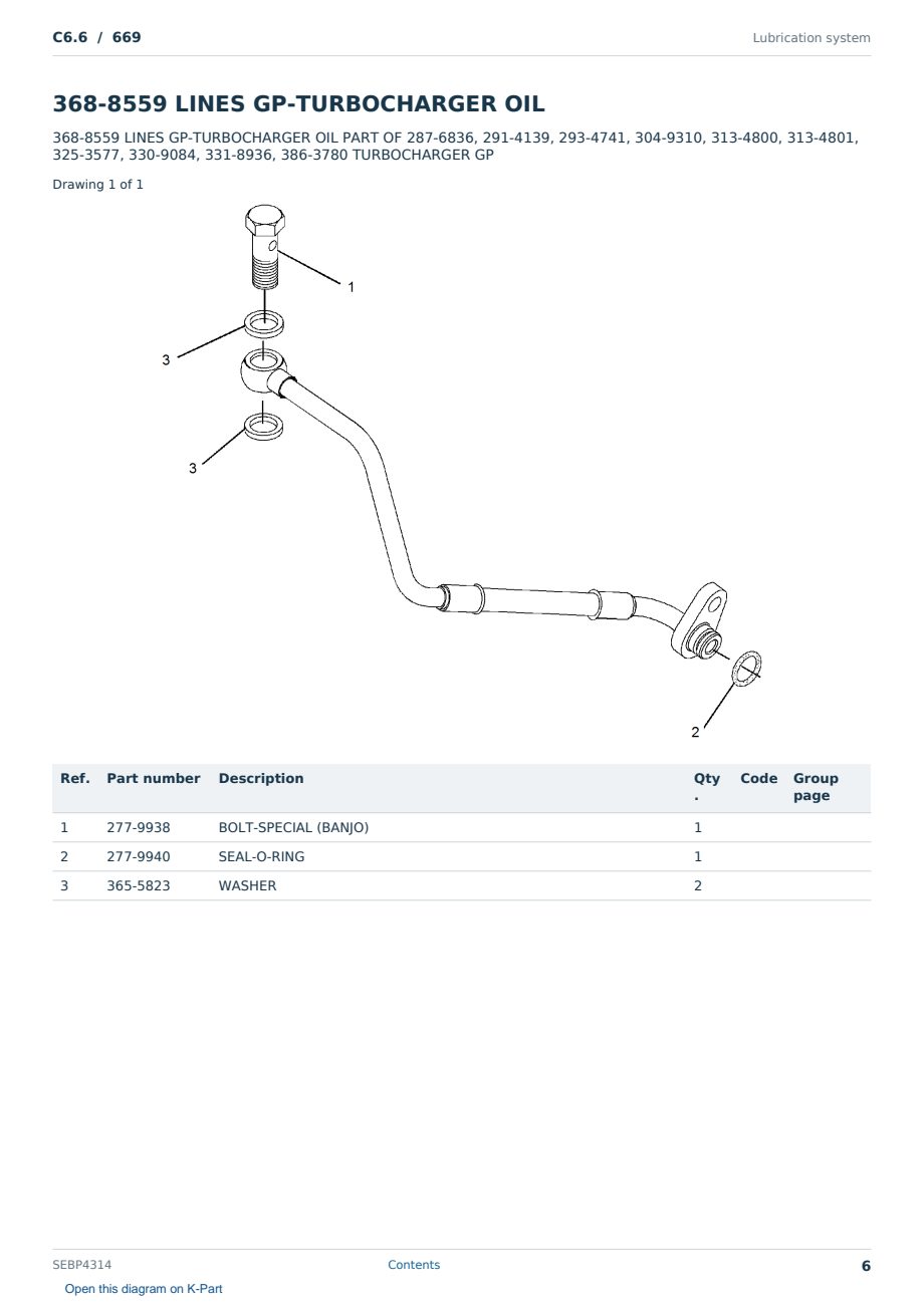 Caterpillar C6.6 S/N 669 Partsbook SEBP4314 (English) - sample page 6 of 10 Caterpillar C6.6 S/N 669 Partsbook SEBP4314 (English) - sample page 6 of 10