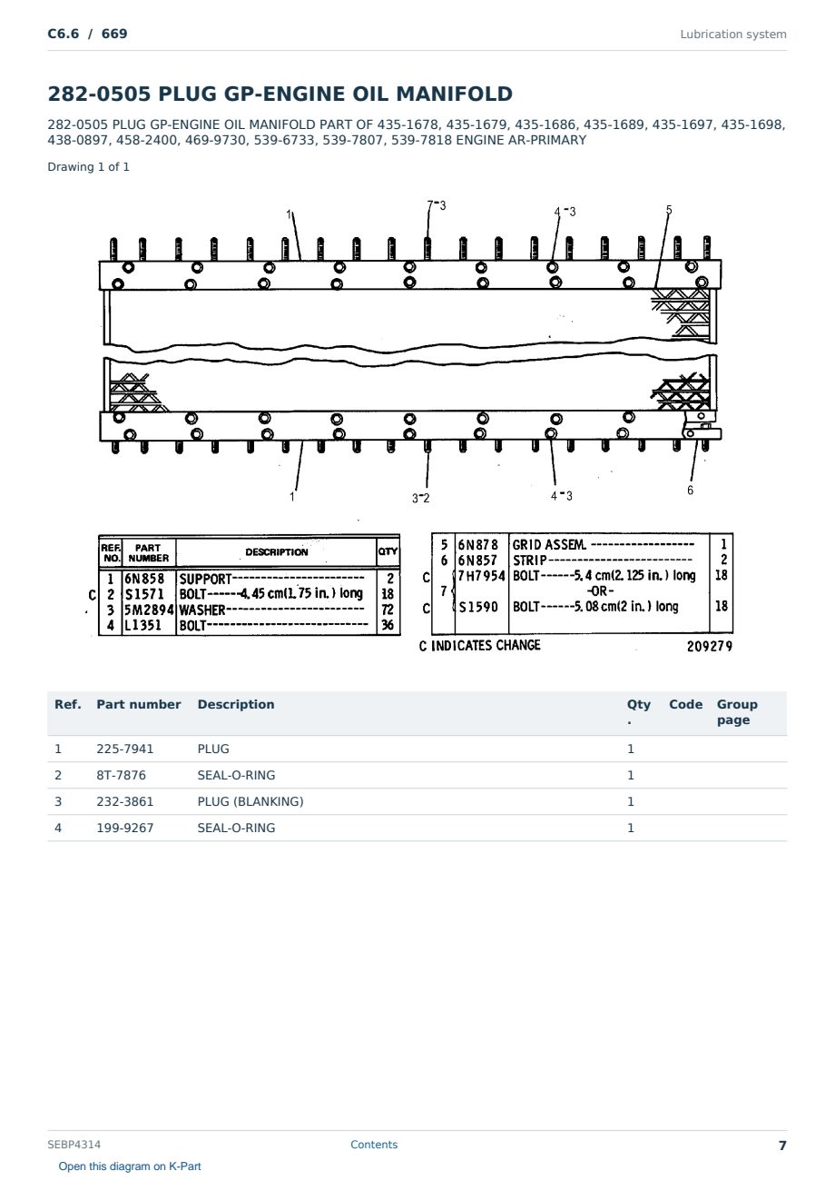 Caterpillar C6.6 S/N 669 Partsbook SEBP4314 (English) - sample page 7 of 10 Caterpillar C6.6 S/N 669 Partsbook SEBP4314 (English) - sample page 7 of 10