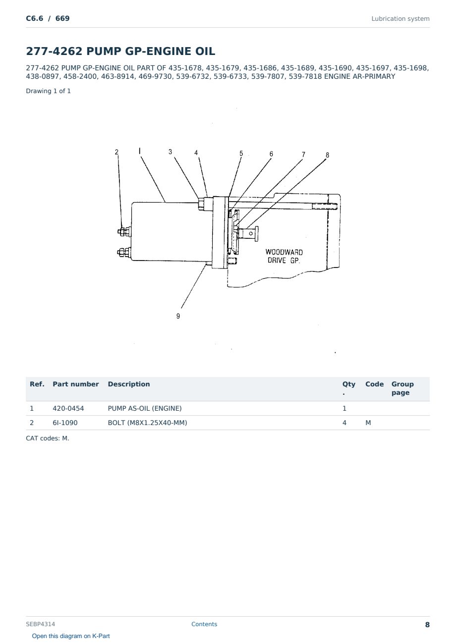 Caterpillar C6.6 S/N 669 Partsbook SEBP4314 (English) - sample page 8 of 10 Caterpillar C6.6 S/N 669 Partsbook SEBP4314 (English) - sample page 8 of 10