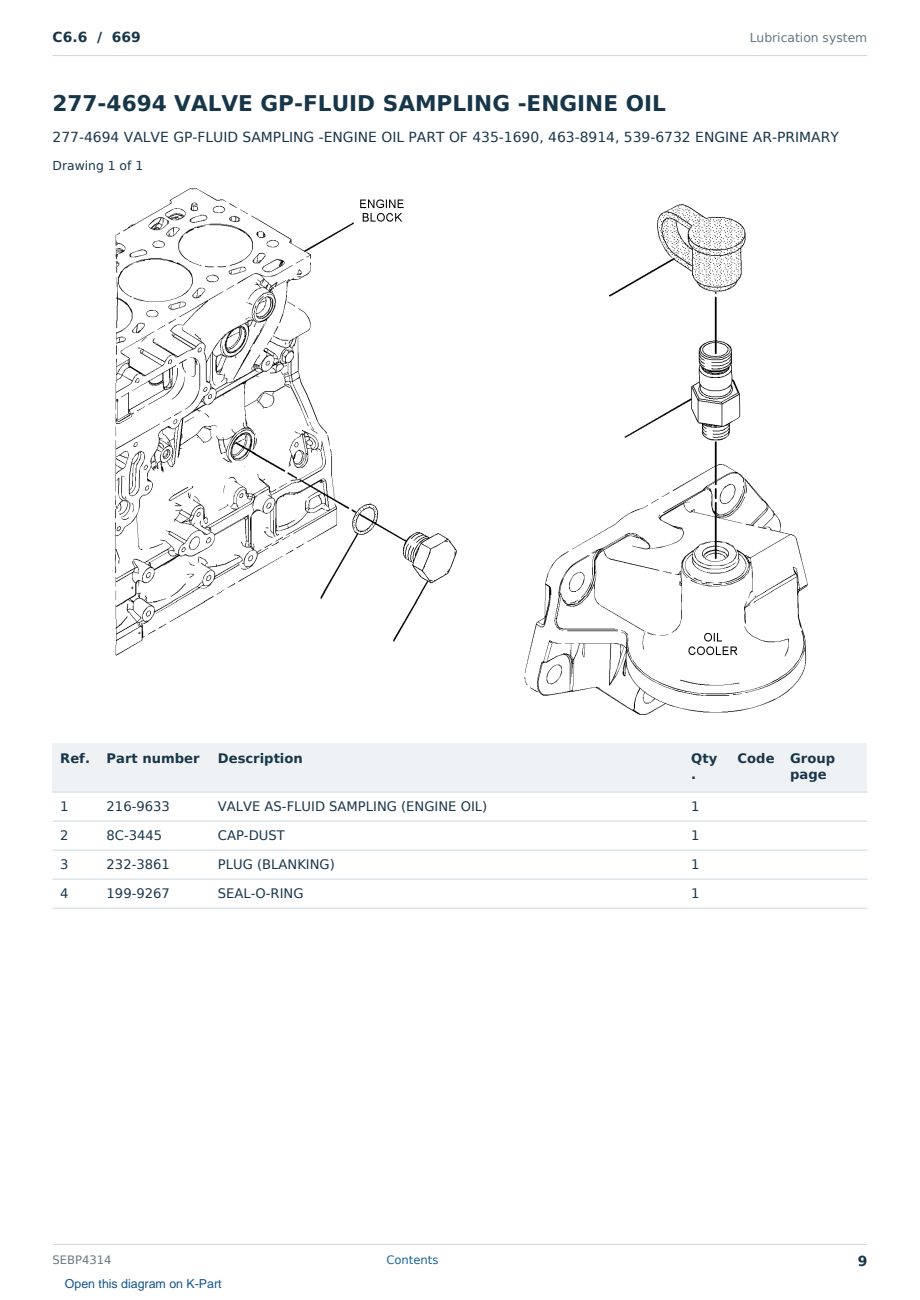 Caterpillar C6.6 S/N 669 Partsbook SEBP4314 (English) - sample page 9 of 10 Caterpillar C6.6 S/N 669 Partsbook SEBP4314 (English) - sample page 9 of 10