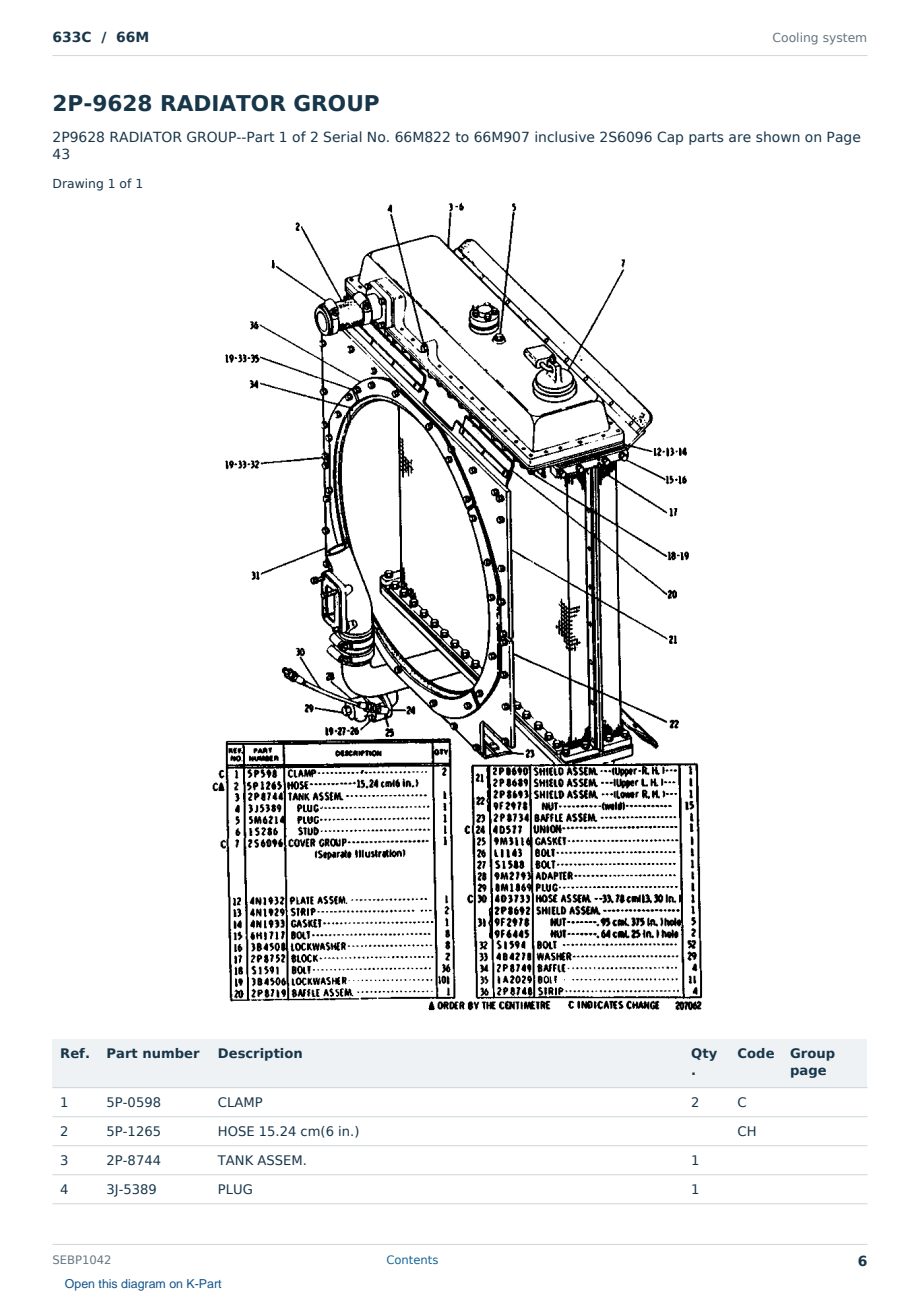 Caterpillar 633C S/N 66M Partsbook SEBP1042 (English) - sample page 6 of 10 Caterpillar 633C S/N 66M Partsbook SEBP1042 (English) - sample page 6 of 10