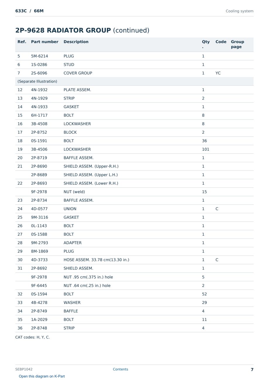 Caterpillar 633C S/N 66M Partsbook SEBP1042 (English) - sample page 7 of 10 Caterpillar 633C S/N 66M Partsbook SEBP1042 (English) - sample page 7 of 10