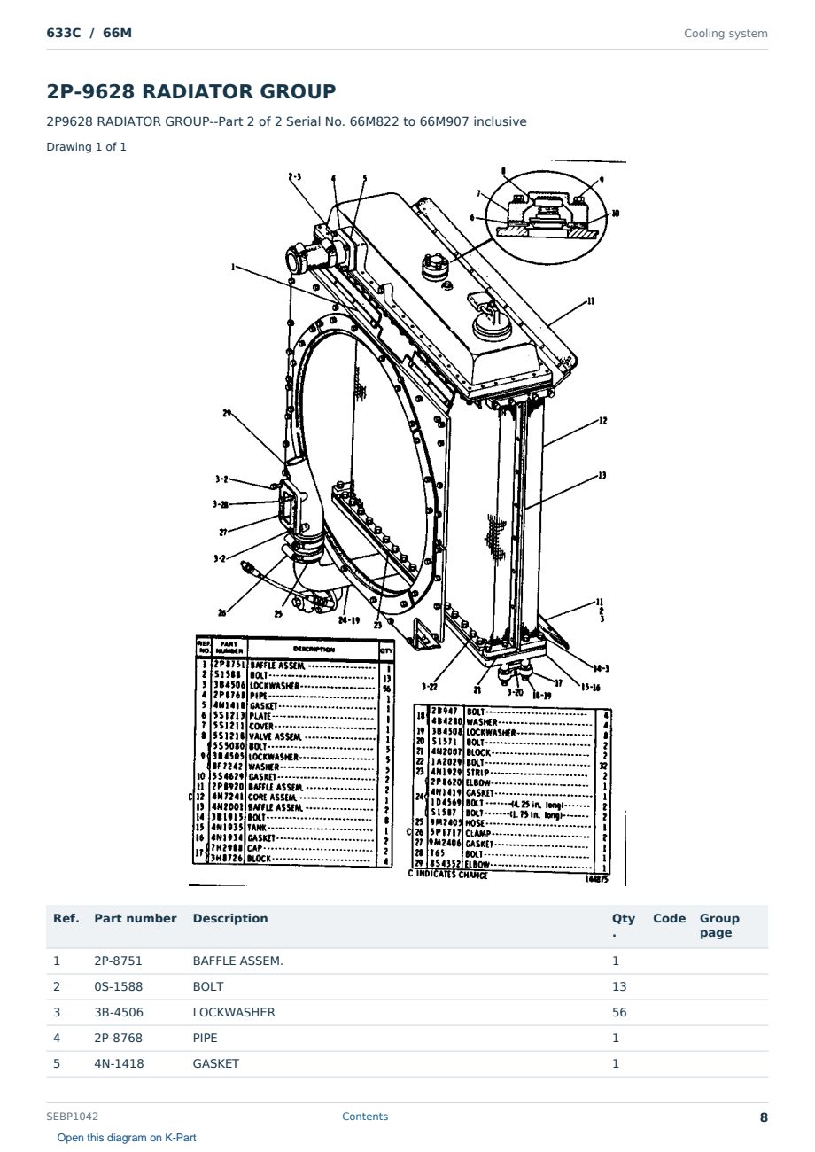Caterpillar 633C S/N 66M Partsbook SEBP1042 (English) - sample page 8 of 10 Caterpillar 633C S/N 66M Partsbook SEBP1042 (English) - sample page 8 of 10
