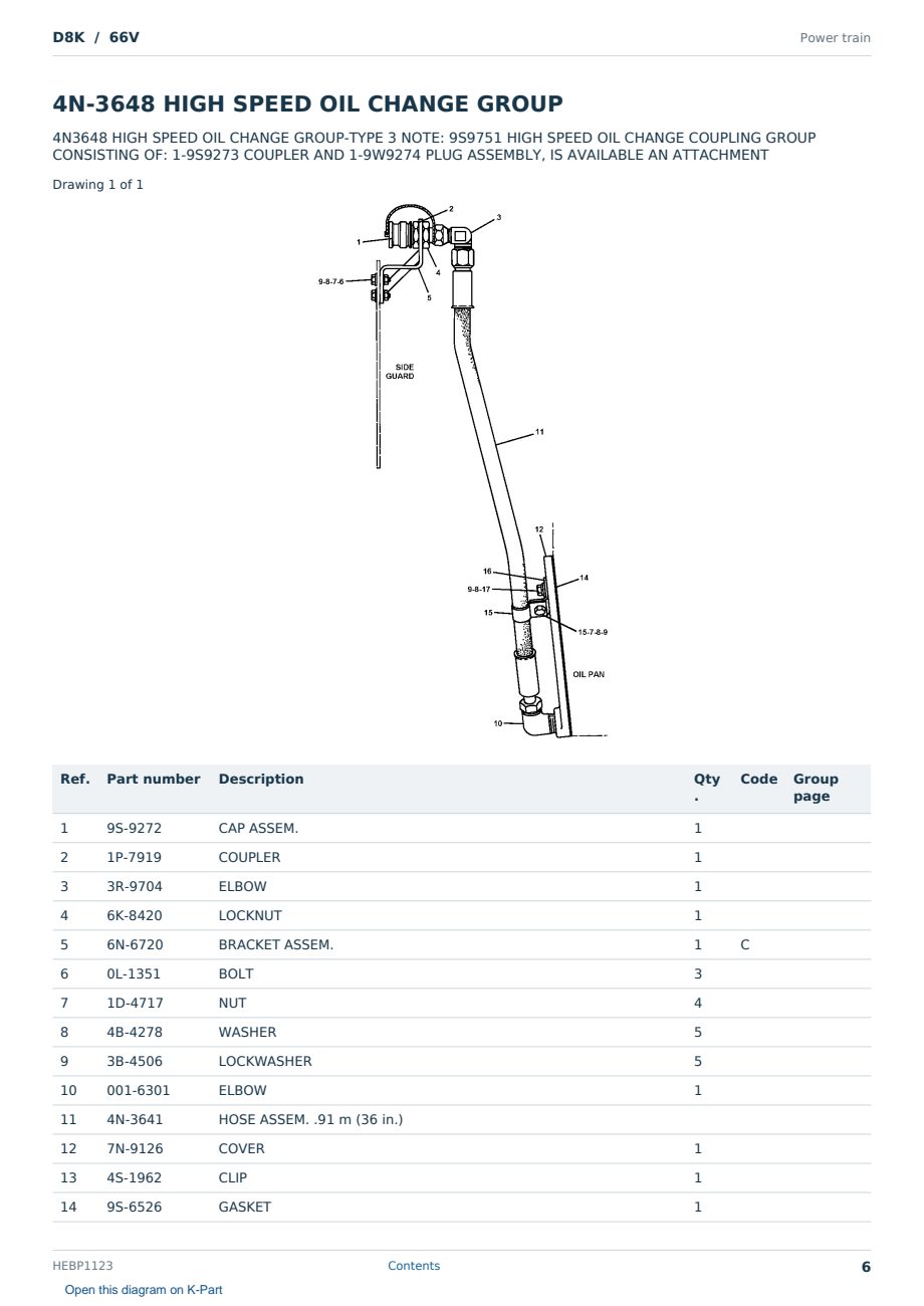 Caterpillar D8K S/N 66V Partsbook HEBP1123 (English) - sample page 6 of 10 Caterpillar D8K S/N 66V Partsbook HEBP1123 (English) - sample page 6 of 10