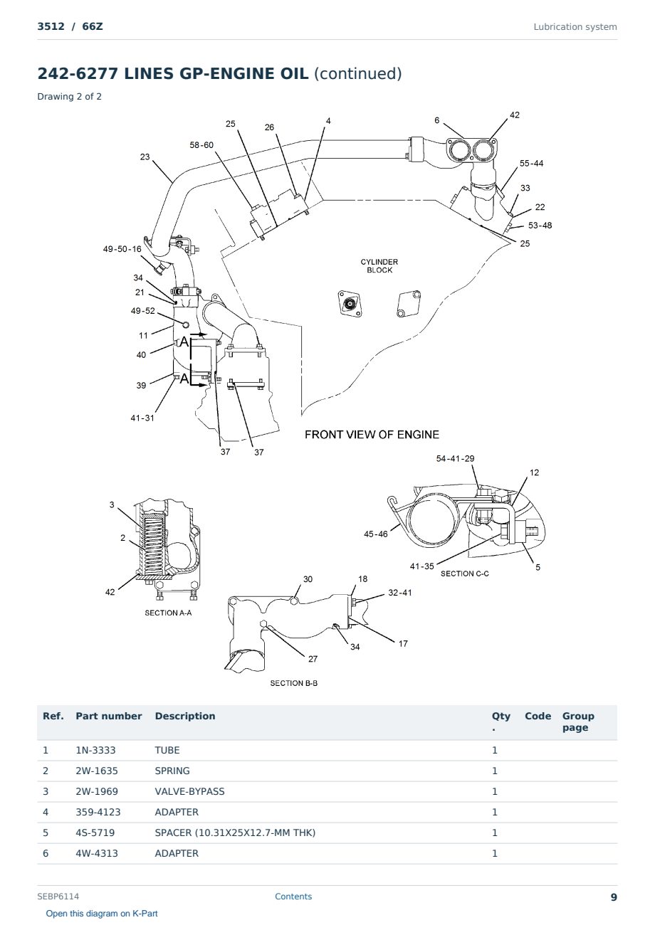 Caterpillar 3512 S/N 66Z Partsbook SEBP6114 (English) - sample page 9 of 10 Caterpillar 3512 S/N 66Z Partsbook SEBP6114 (English) - sample page 9 of 10