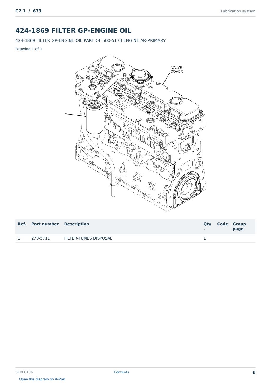 Caterpillar C7.1 S/N 673 Partsbook SEBP6136 (English) - sample page 6 of 10 Caterpillar C7.1 S/N 673 Partsbook SEBP6136 (English) - sample page 6 of 10