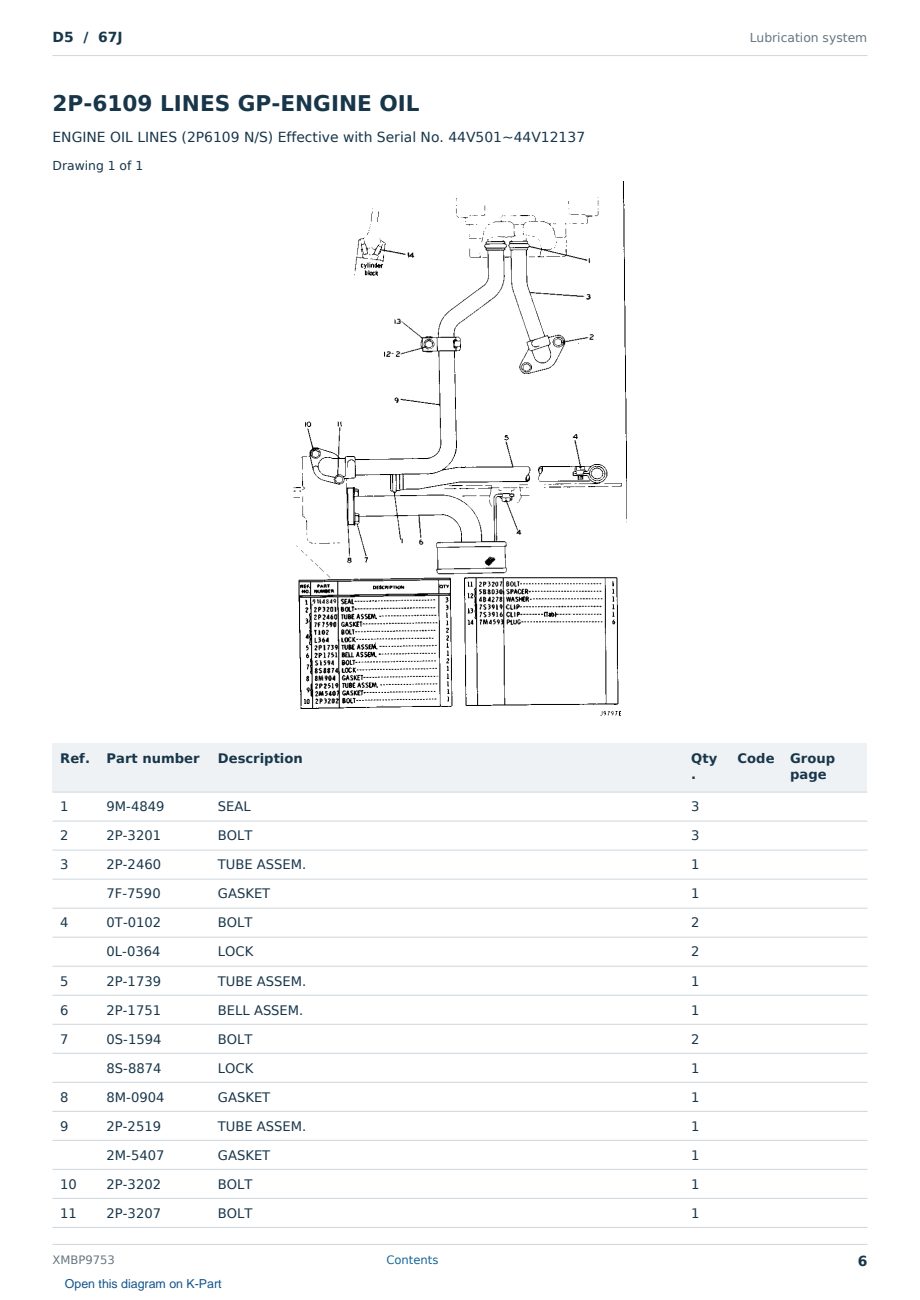 Caterpillar D5 S/N 67J Partsbook XMBP9753 (English) - sample page 6 of 10 Caterpillar D5 S/N 67J Partsbook XMBP9753 (English) - sample page 6 of 10