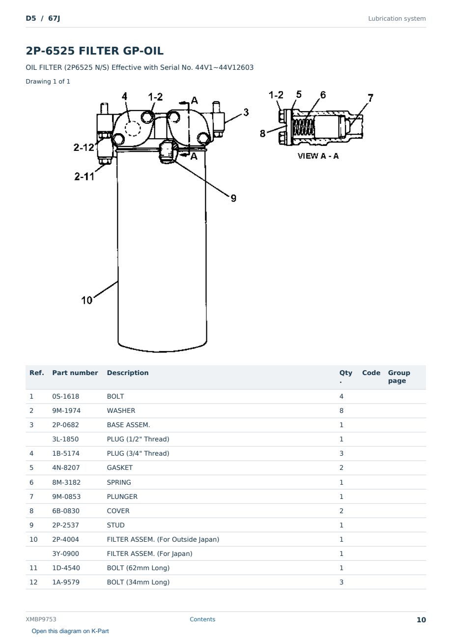 Caterpillar D5 S/N 67J Partsbook XMBP9753 (English) - sample page 10 of 10 Caterpillar D5 S/N 67J Partsbook XMBP9753 (English) - sample page 10 of 10