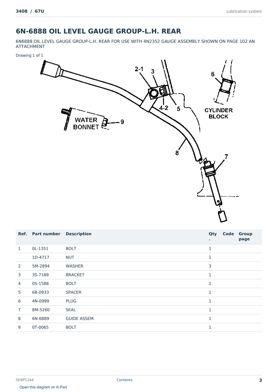 Caterpillar 3408 S/N 67U Partsbook SEBP1244 (English) - sample page 3 of 10 Caterpillar 3408 S/N 67U Partsbook SEBP1244 (English) - sample page 3 of 10